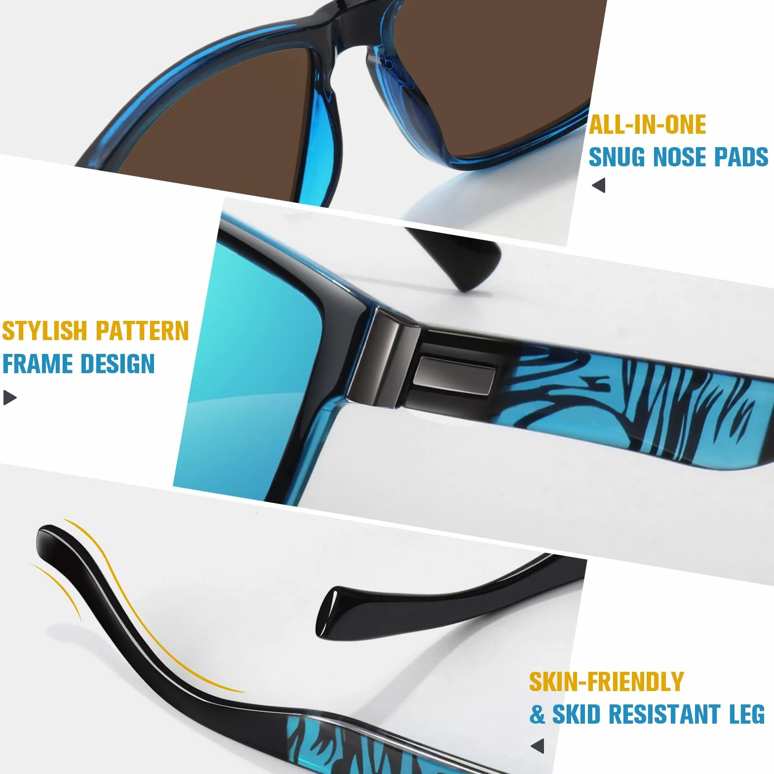 LINVO Gafas de Sol Polarizadas Hombre Mujer, Gafas de Sol Conducción, 100% Protección UV, Sombras Cuadradas
