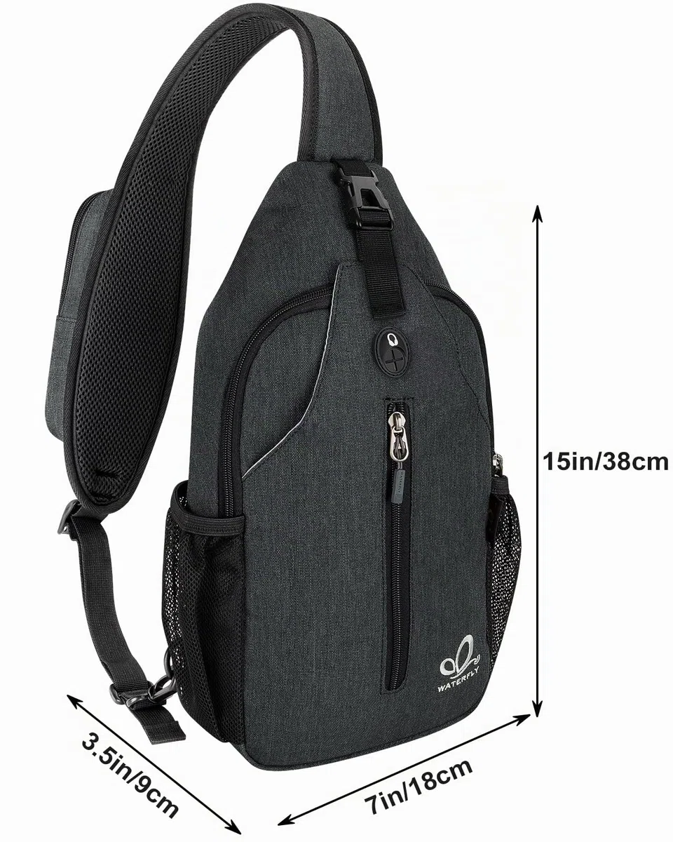 WATERFLY Pequeña bolsa de senderismo: mochila cruzada para el pecho para hombres y mujeres con correa de hombro agradable a la piel