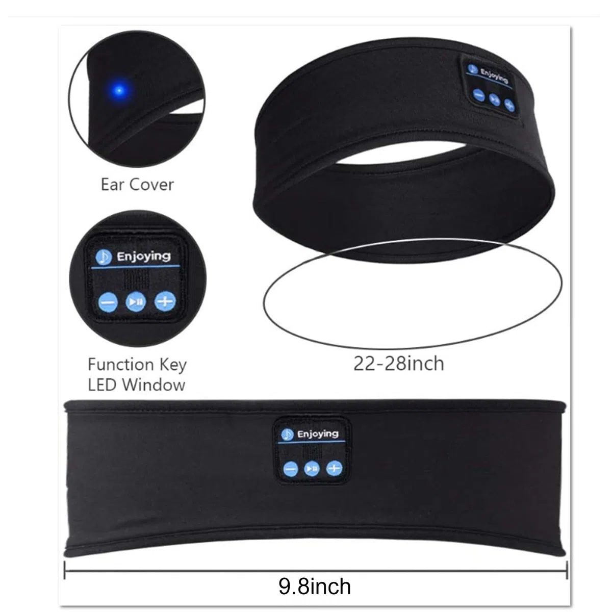Auriculares inalámbricos deportivos, auriculares para dormir, diadema Bluetooth 5.2, altavoz estéreo HD, para dormir, entrenamiento, correr, yoga, viajes