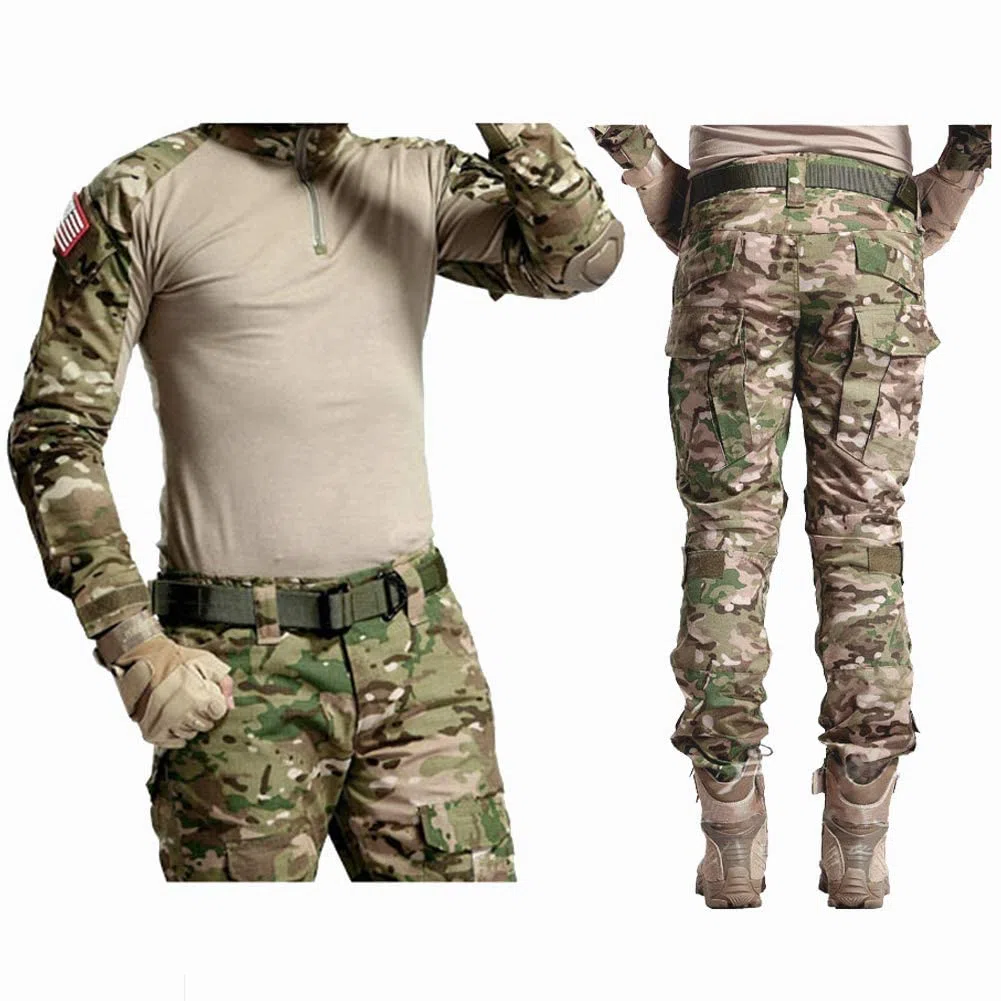Tactical Gear Airsoft Camisetas Combate Pantalones Hombre Táctico Ripstop Multicam, Paintball Military, BDU, Uniforme de caza