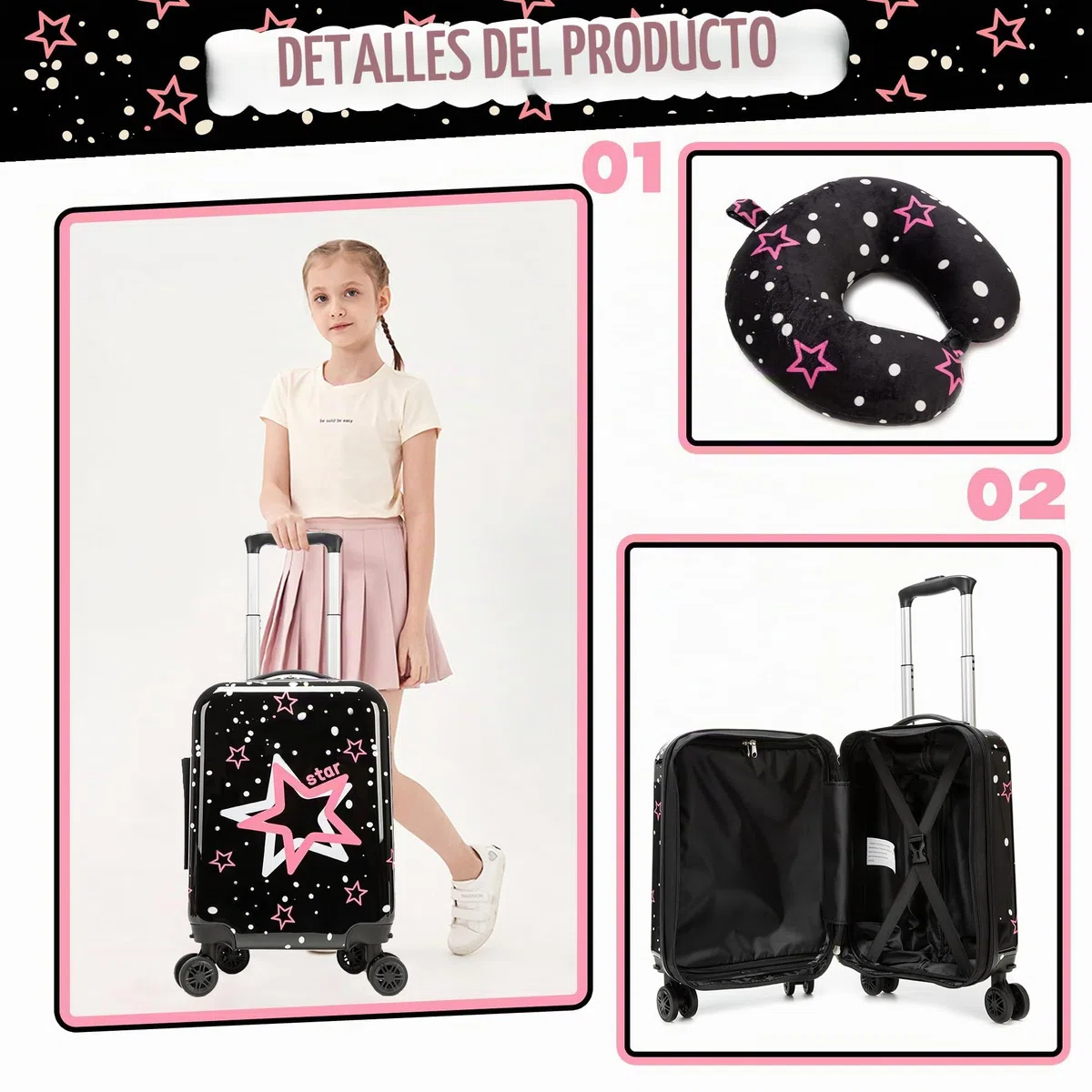 HTgroce Maleta de Viaje Cabina Trolley Infantil. Equipaje de Mano 4 Ruedas Maletas Pequeñas