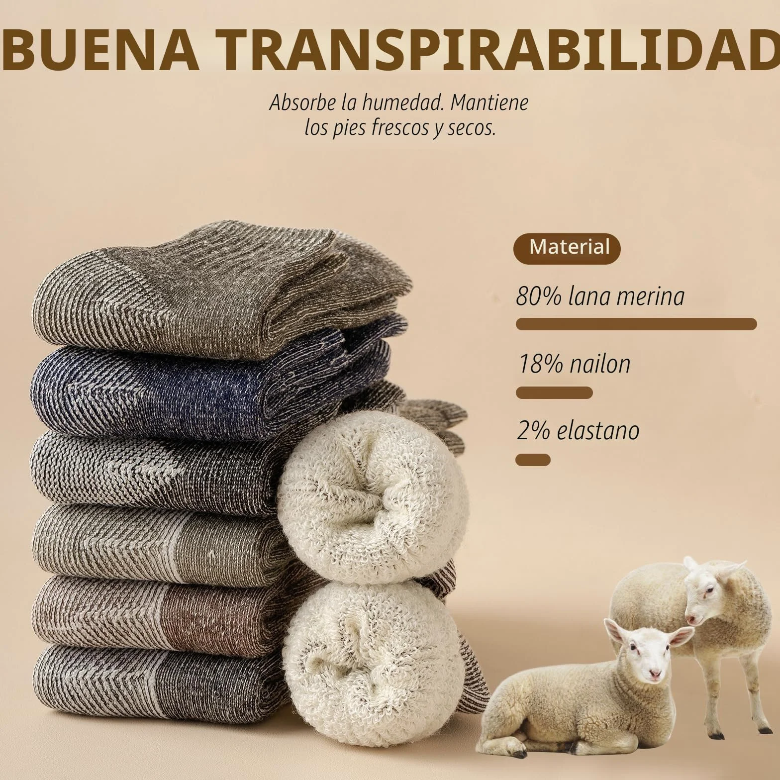 Vihir Calcetines de lana merino, antimicrobianos, para actividades al aire libre, trekking, senderismo, deportes, ocio y negocios