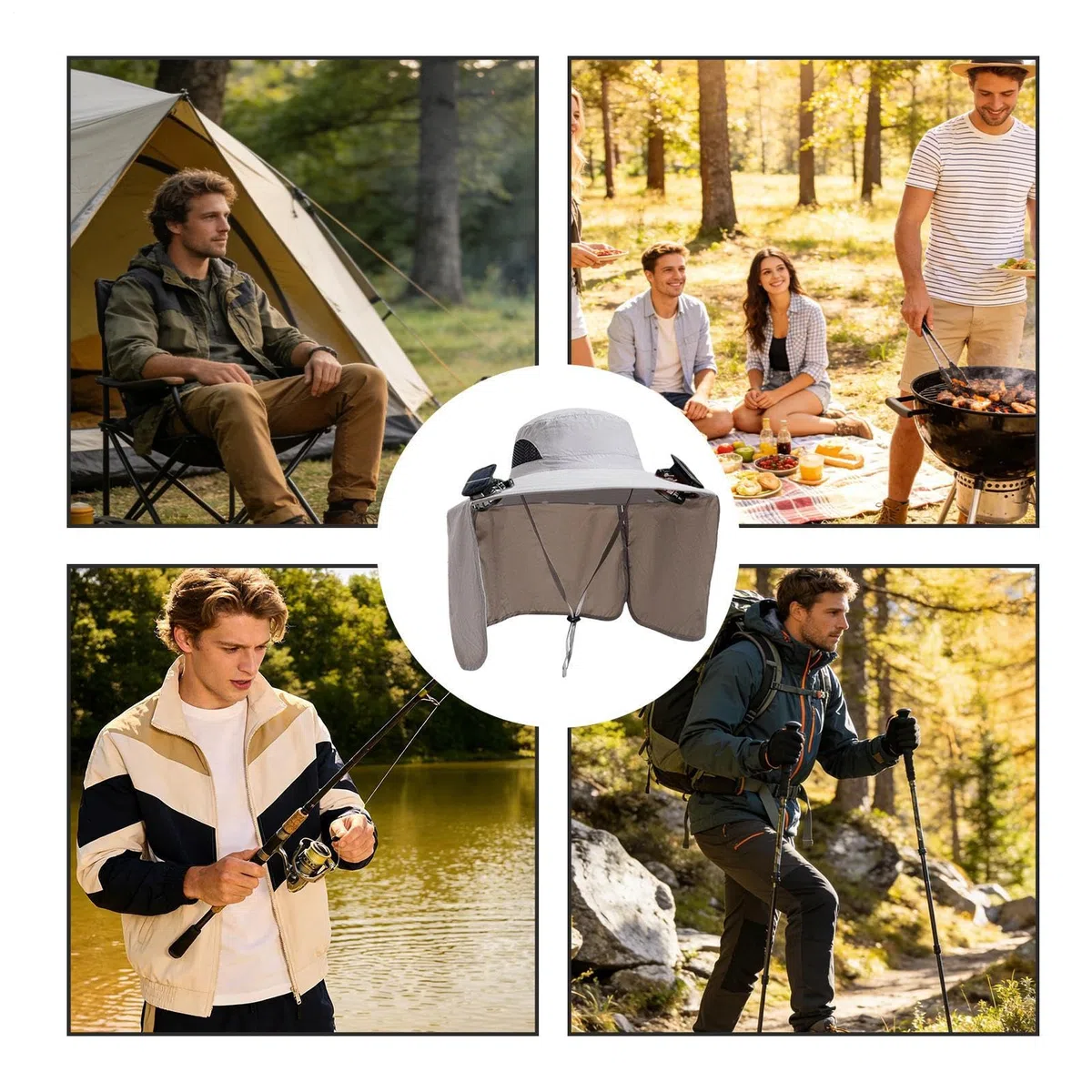 Sombrero con Ventiladores | Protección UV para Cabeza - Sombrero Plegable de con 2 Ventiladores Solares | para Hombre Mujer Senderismo Exterior Playa Vacaciones Verano