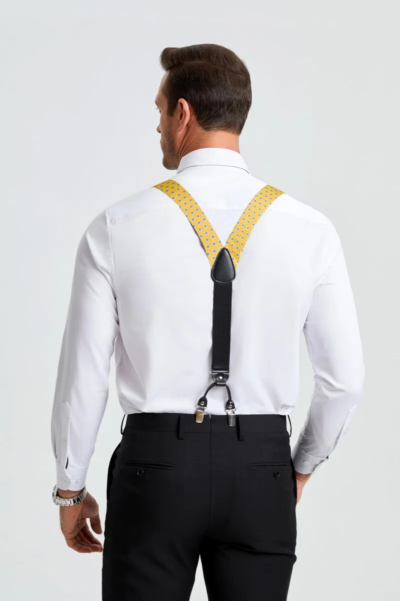 HISDERN Paisley Tirantes para hombre forma de Y elásticos y ajustables Pajarita Pañuelo set Conjuntos de y pajaritas para hombre
