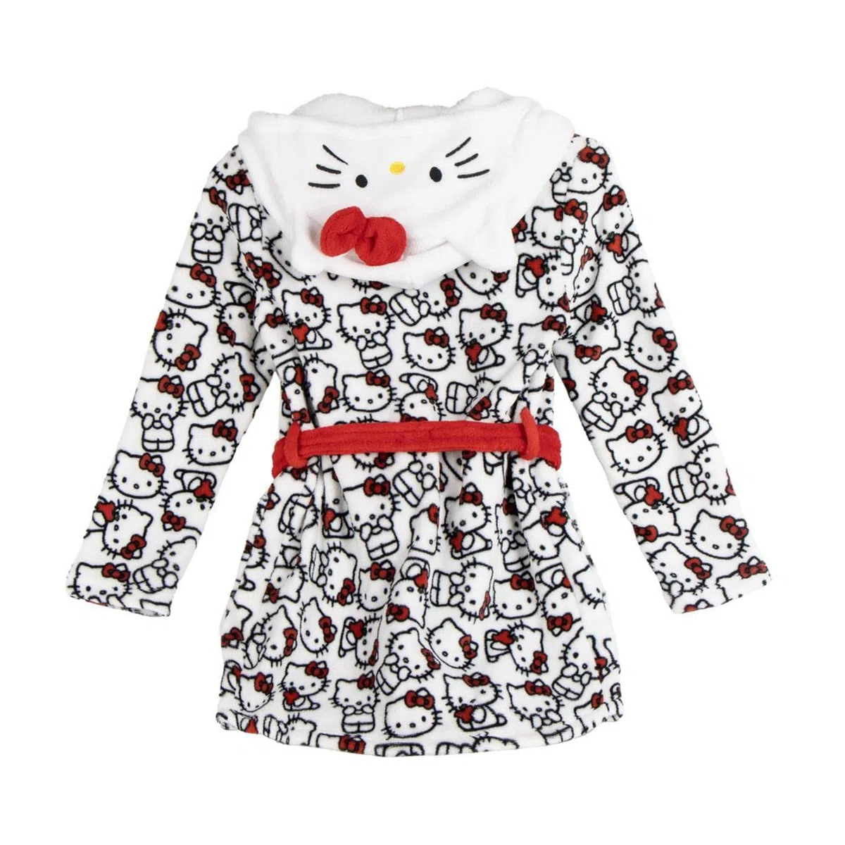 Batín Hello Kitty suave niños y niñas con capucha y cinturón – Bata casa Hello Kitty calentita y cómoda con tejido tipo polar y diseño oficial
