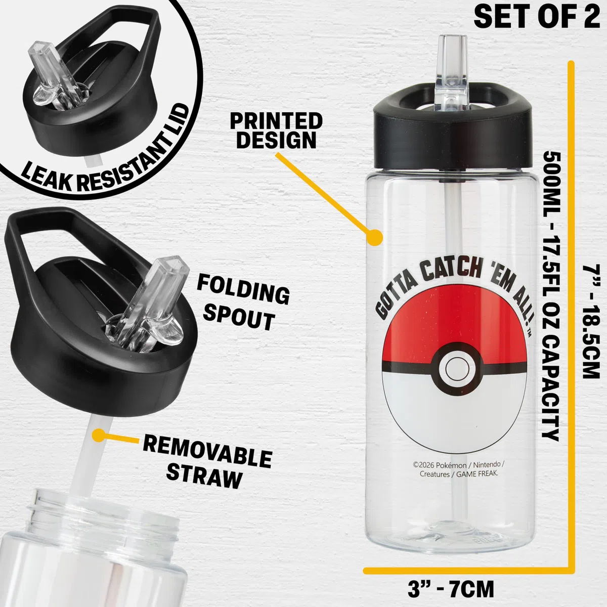 Get Trend Pokemon Mochila Niño y Botella Sin BPA 500 ml, Set Infantil, Mochila Escolar Deporte y Ocio, Idea de Regalo Niño (Multi Battle Pokemon)