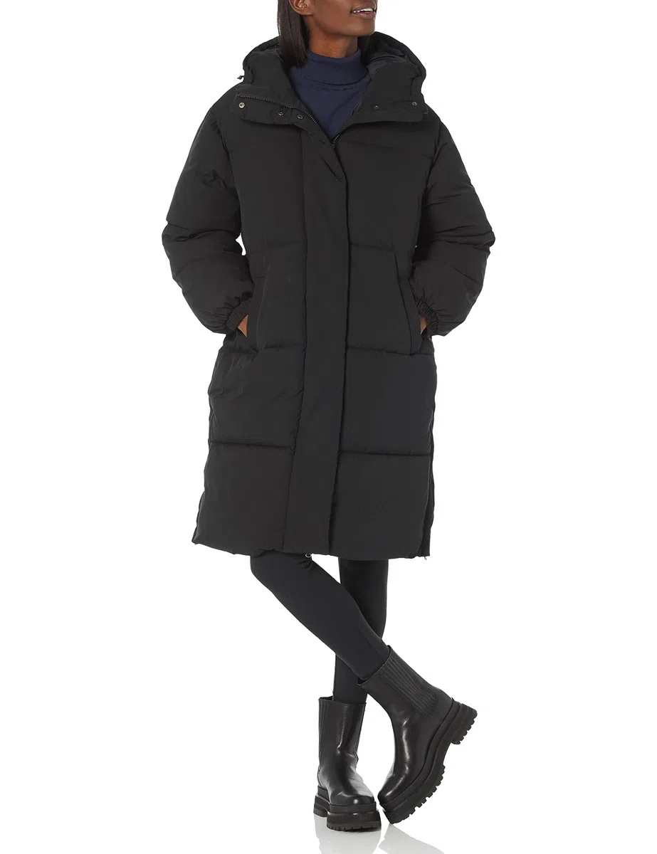Amazon Essentials Mujer Chaqueta Acolchada Larga y de Talla Grande con Capucha (Disponible en Talla Grande)