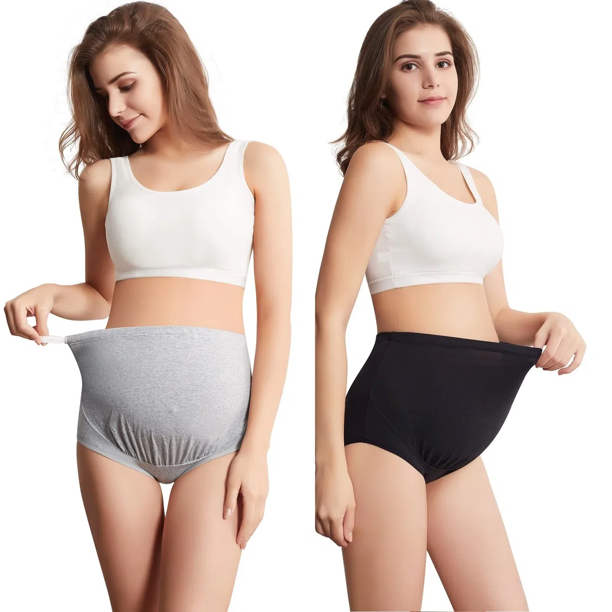 Mama Cotton Women's Over The Bump Maternity Bragas de Cintura Alta Cobertura Completa Ropa Interior de Embarazo múltiple (S-4XL)