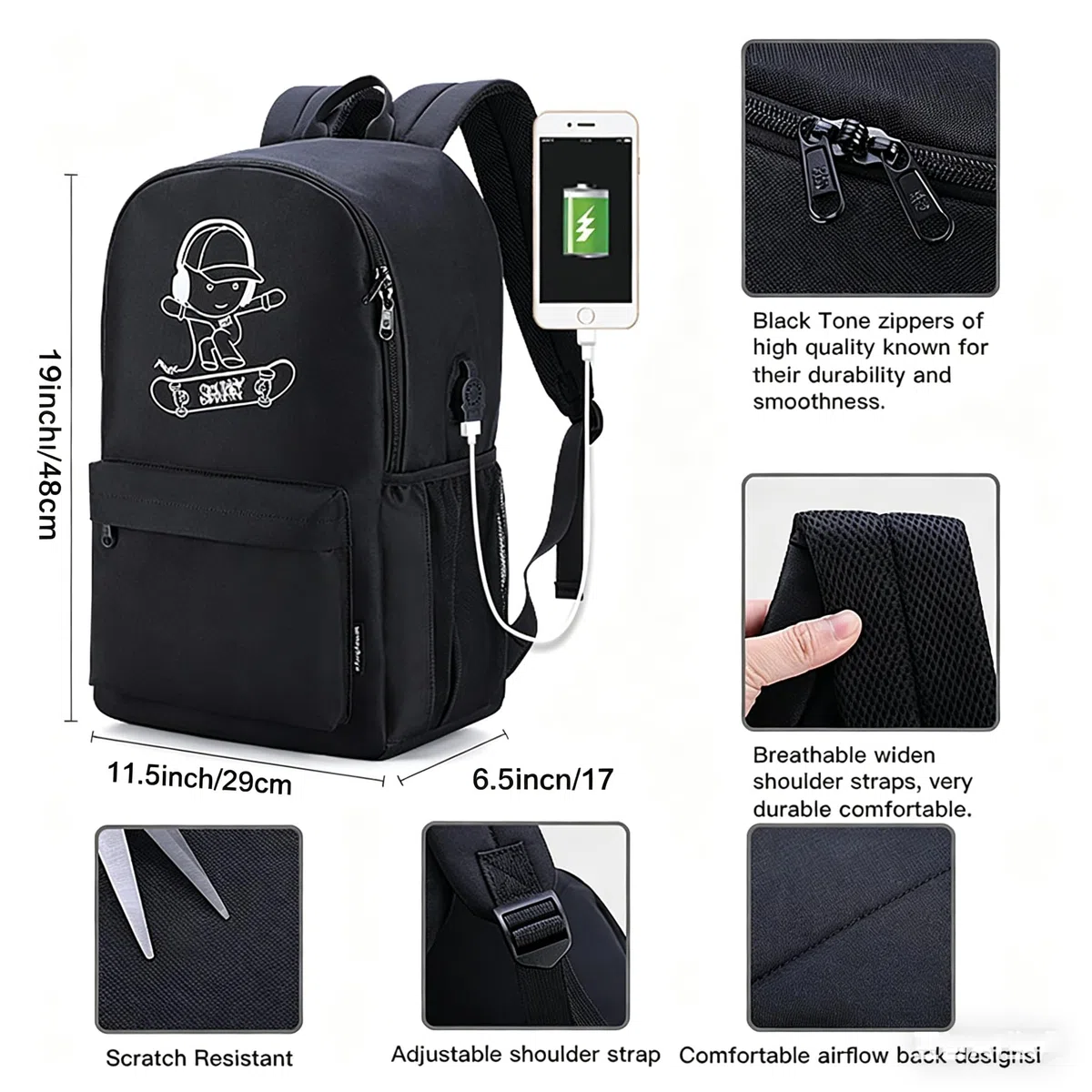 Mochilas Escolares Mochila Luminosa de Anime Carga USB Puerto Mochila Escolar Mochila con Estuche de Lápiz Luminoso Mochila para niñas niños Adolescentes Mochila