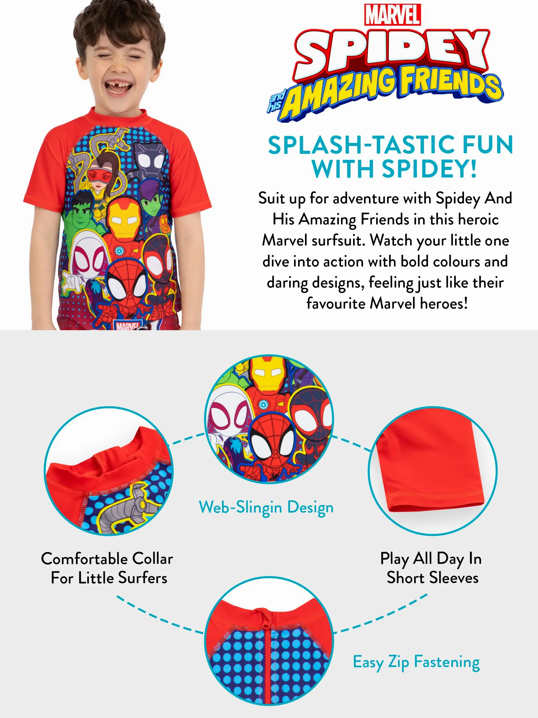 Marvel Bañador Niño, Bañador Natacion Niño Spiderman, Natación Niños De Spidey Y Sus Amigos