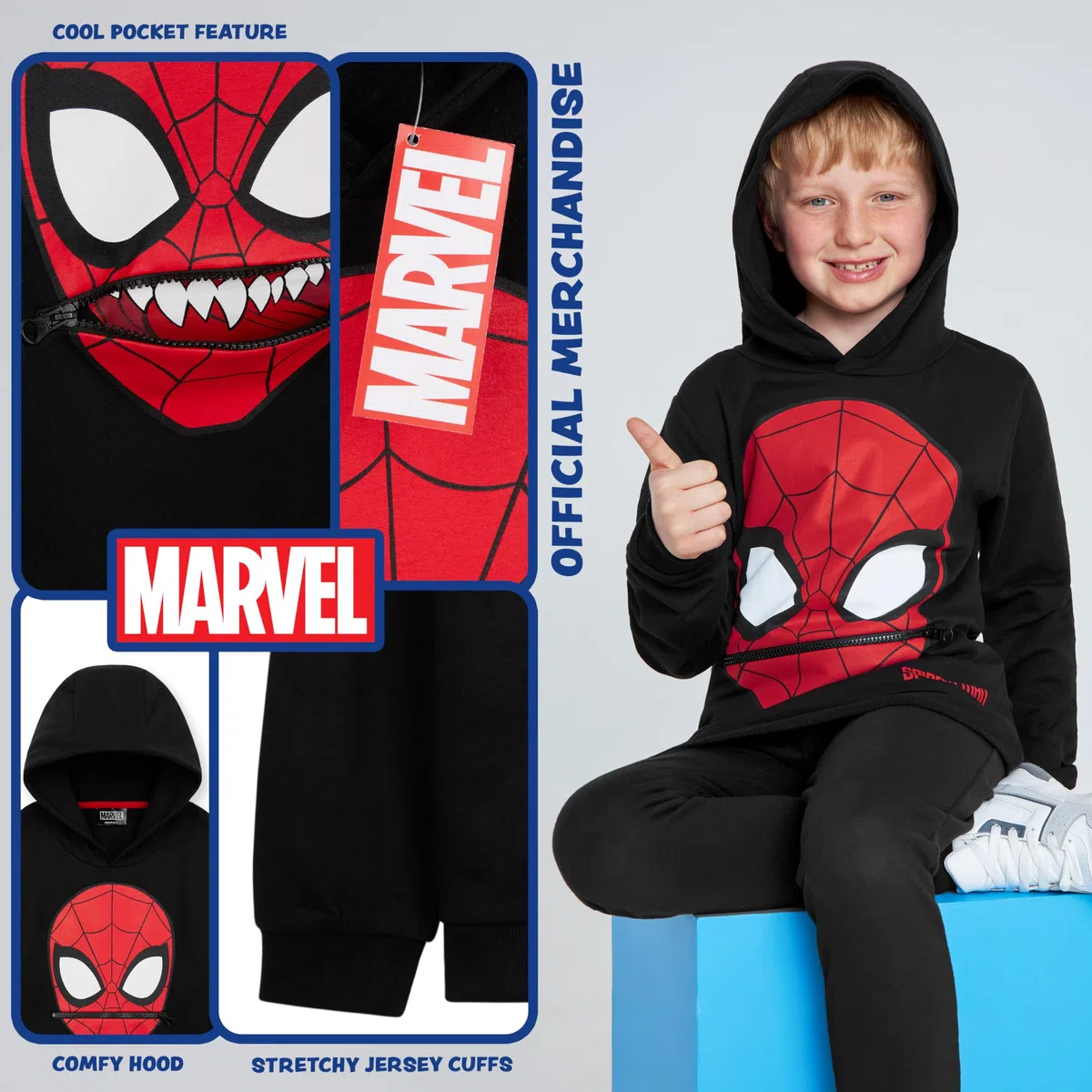 Marvel Sudadera Capucha para Niños - Sudadera Spiderman - Tallas de 3 a 12 años, Regalos Niños, Navidad, Cumpleaños