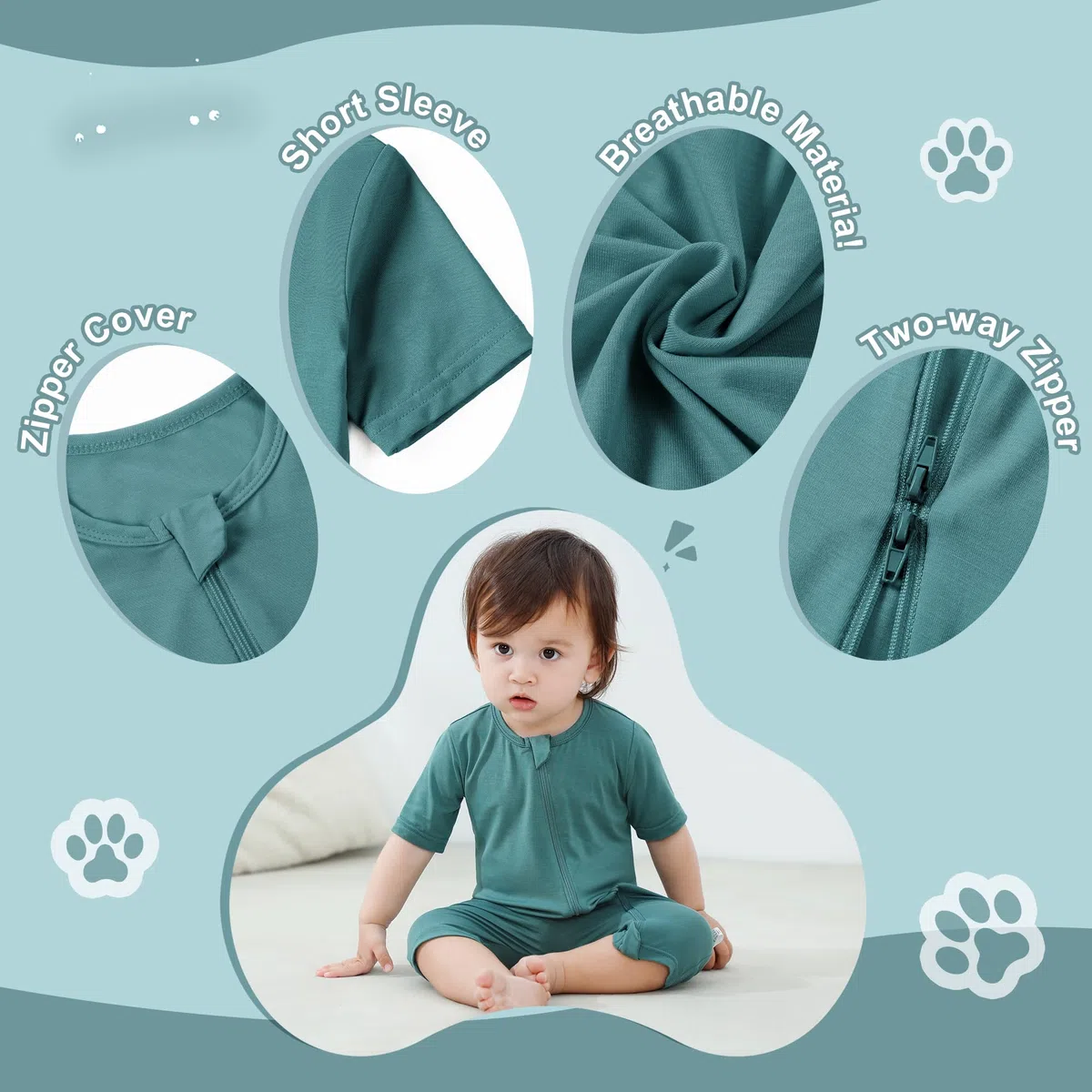Body Unisex para Bebés Niños y Niñas Fibra de Bambú Manga Corta Mono de Primavera-Verano 0-24 Meses,Pack de 2 Unidades