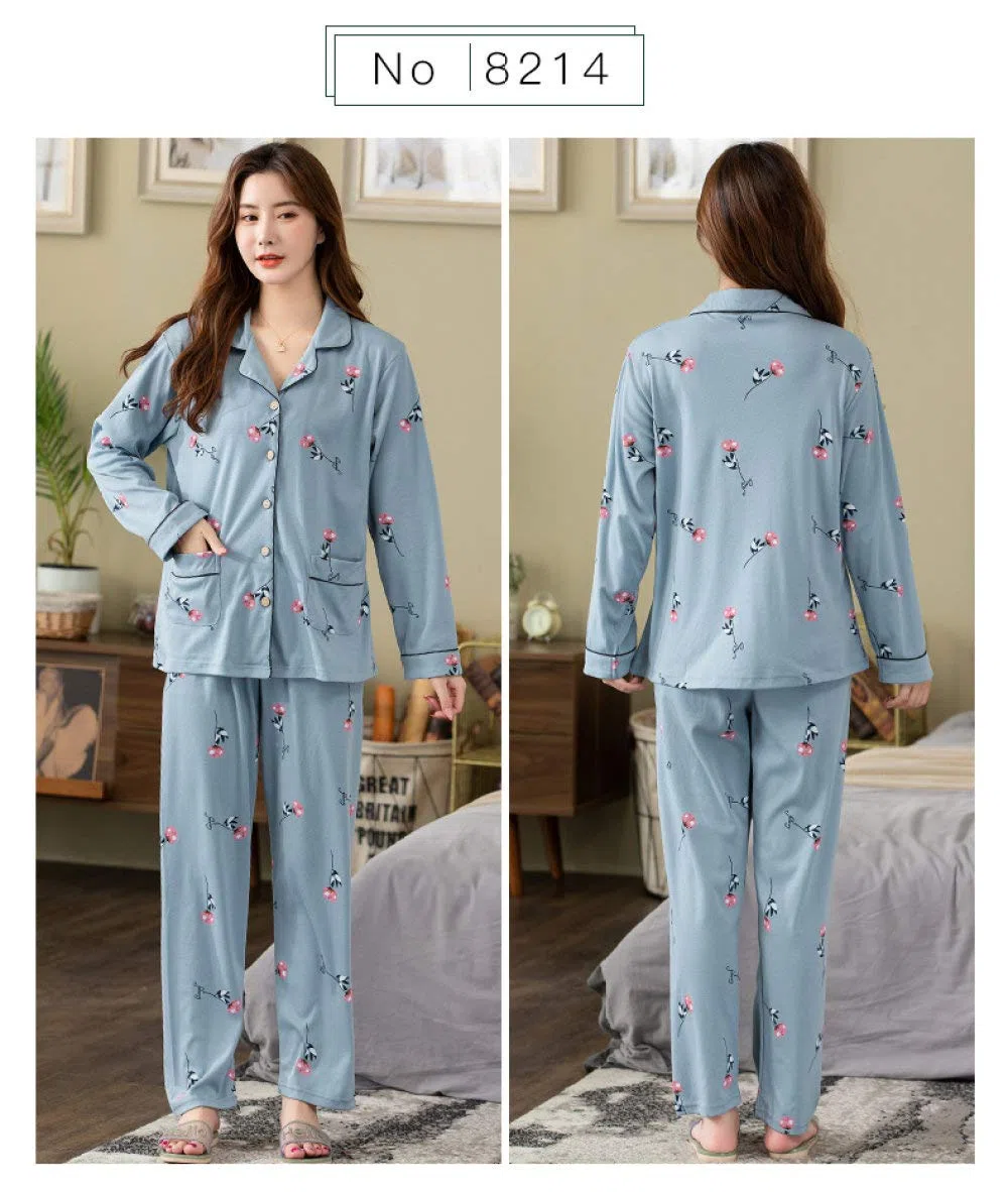 Conjunto De Pijamas De Mujer,Conjunto De Pijamas De Algodón Suave Con Estampado De Botones Conjuntos De Pijamas Con Bolsillos Ropa De Dormir De Manga Larga Ropa De Dormir De Talla Grande Ropa De Dor