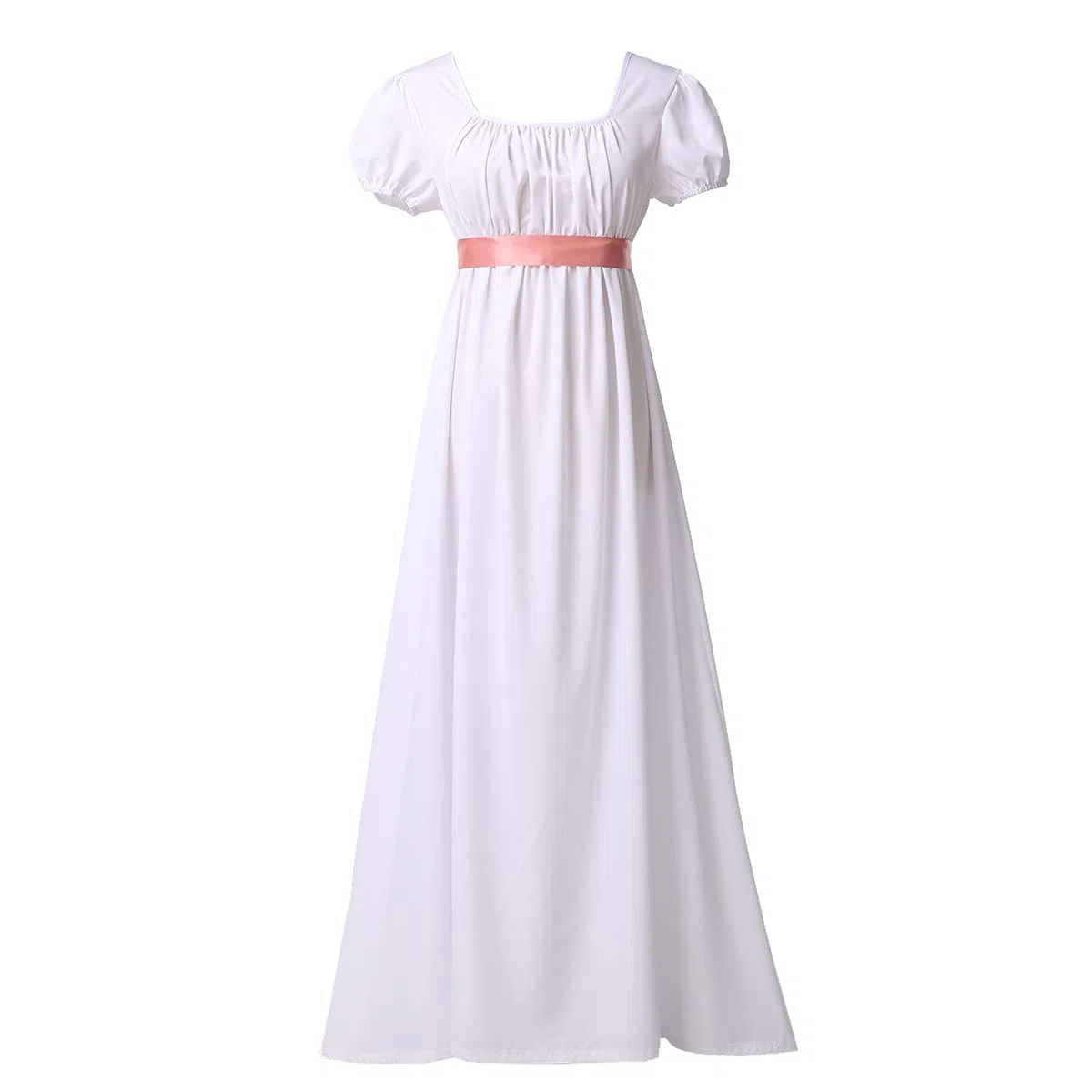 BLESSUME Vestido de Regencia para Mujer Manga Abullada con Volantes Cinturón Vestido de Fiesta con Cintura Imperio