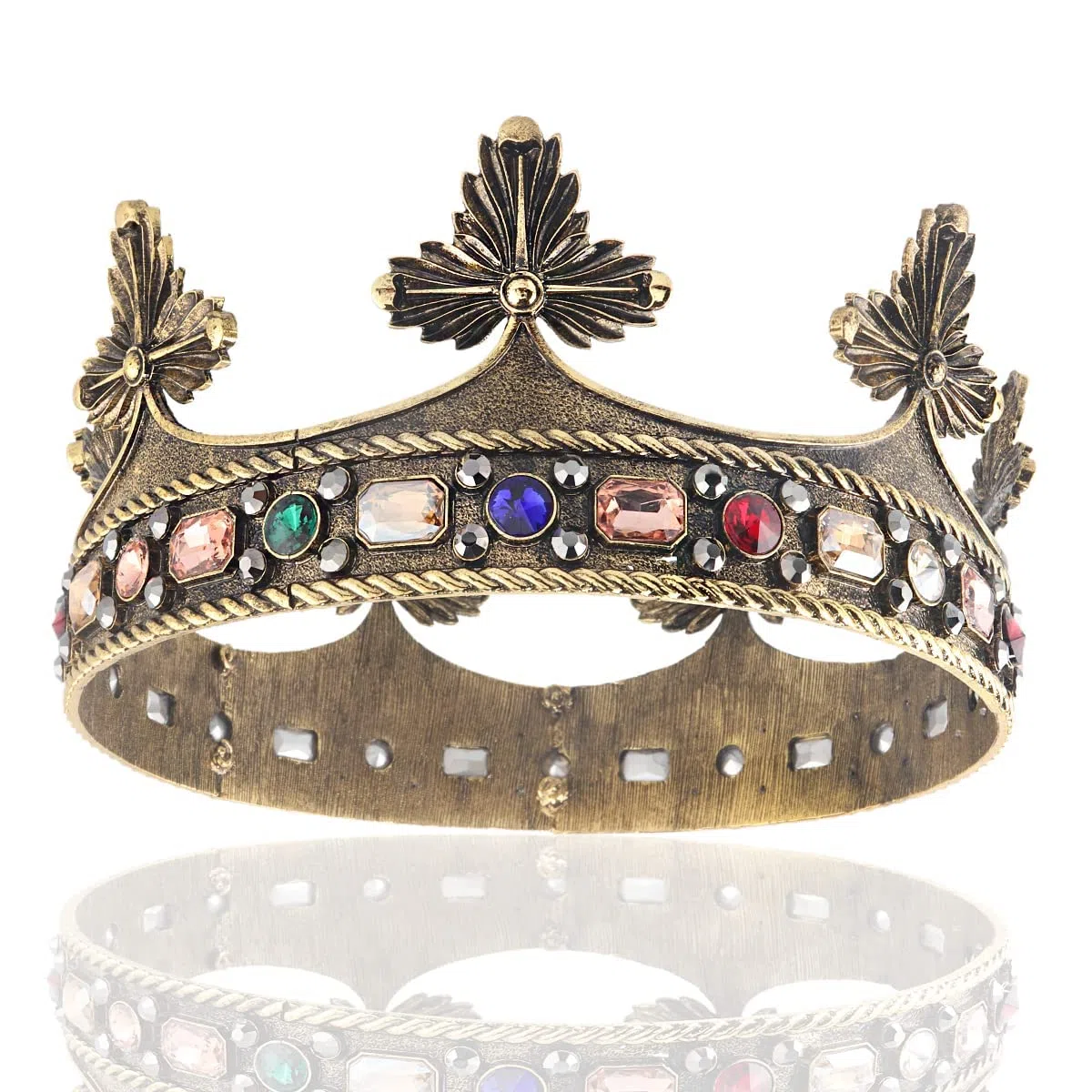 Barroco de los hombres del rey de aleación de gran corona de perlas de cristal real príncipe de las mujeres accesorios para el cabello para la fiesta de cumpleaños de Halloween de disfraces