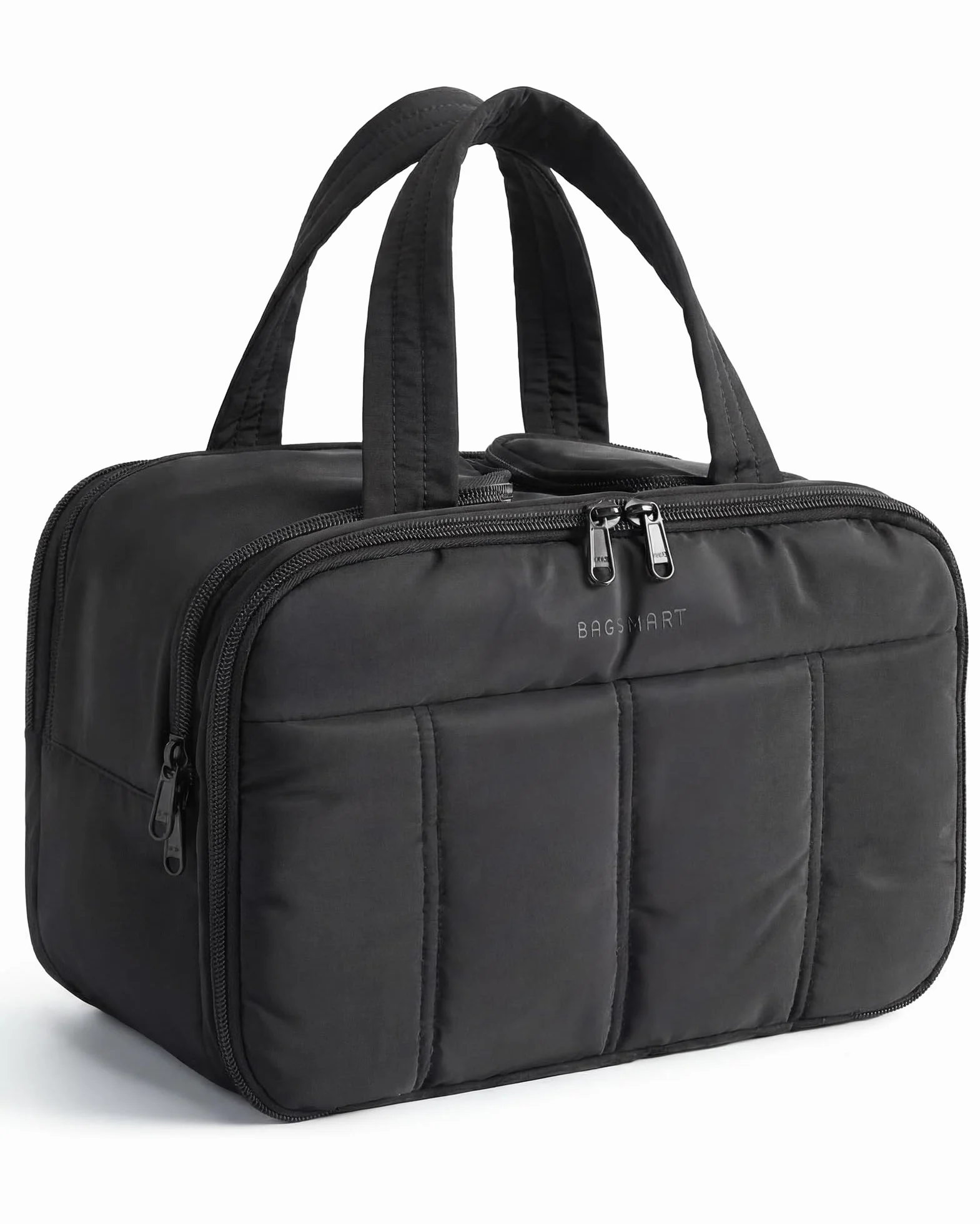 BAGSMART - Neceser de viaje, gran neceser acolchado para mujeres, Negro