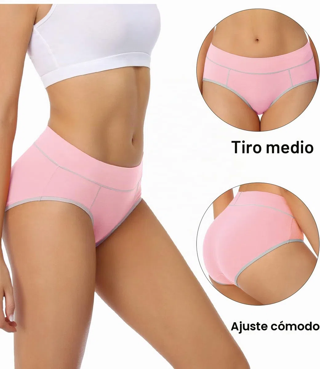 wirarpa Bragas Mujer Cintura Midi Algodón Braguitas 5 Pack