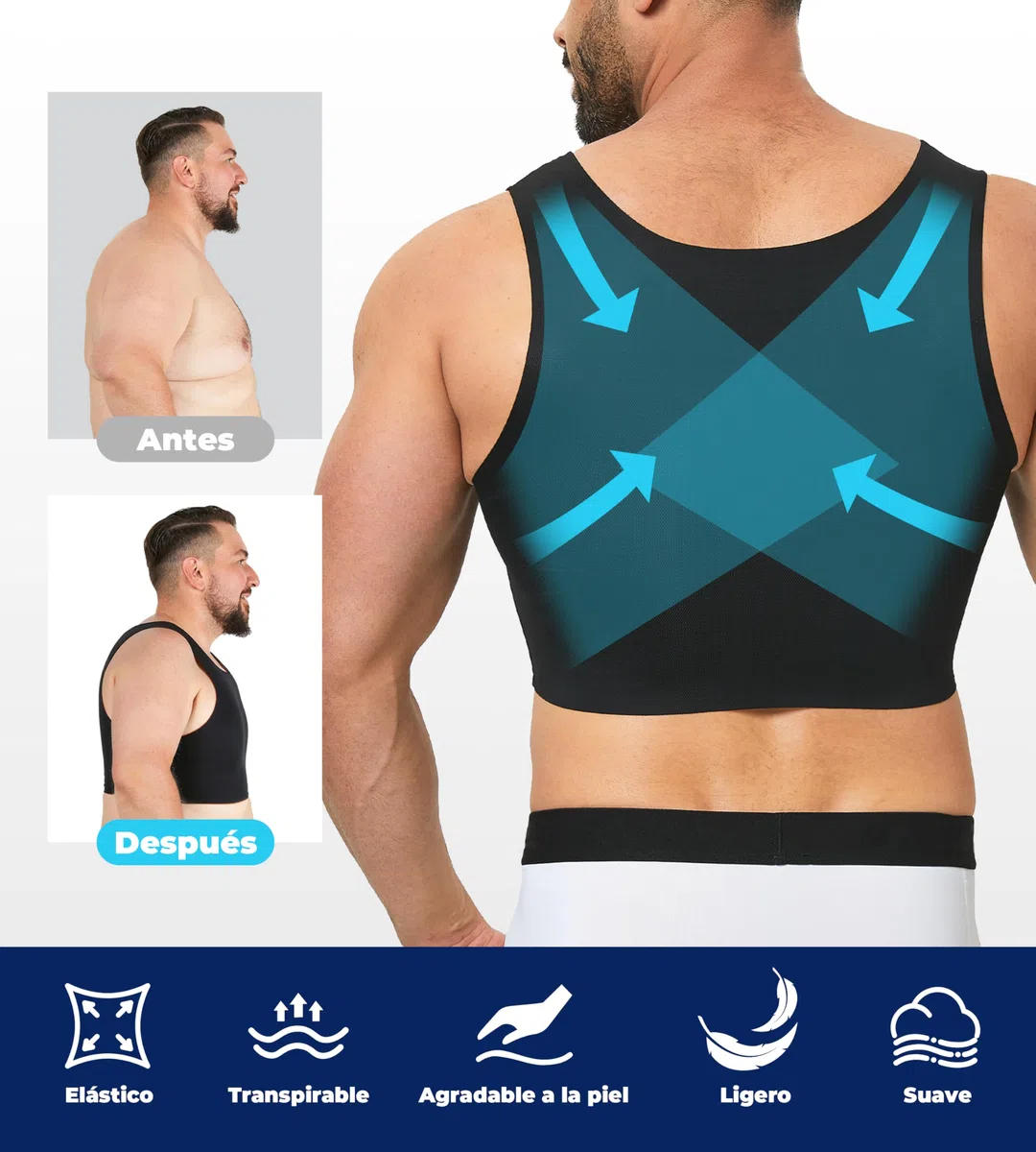 Sujetador de compresión para ginecomastia para Adelgazar el Pecho, Camiseta sin Mangas para transgénero FTM Tomboy, Hombres y Mujeres