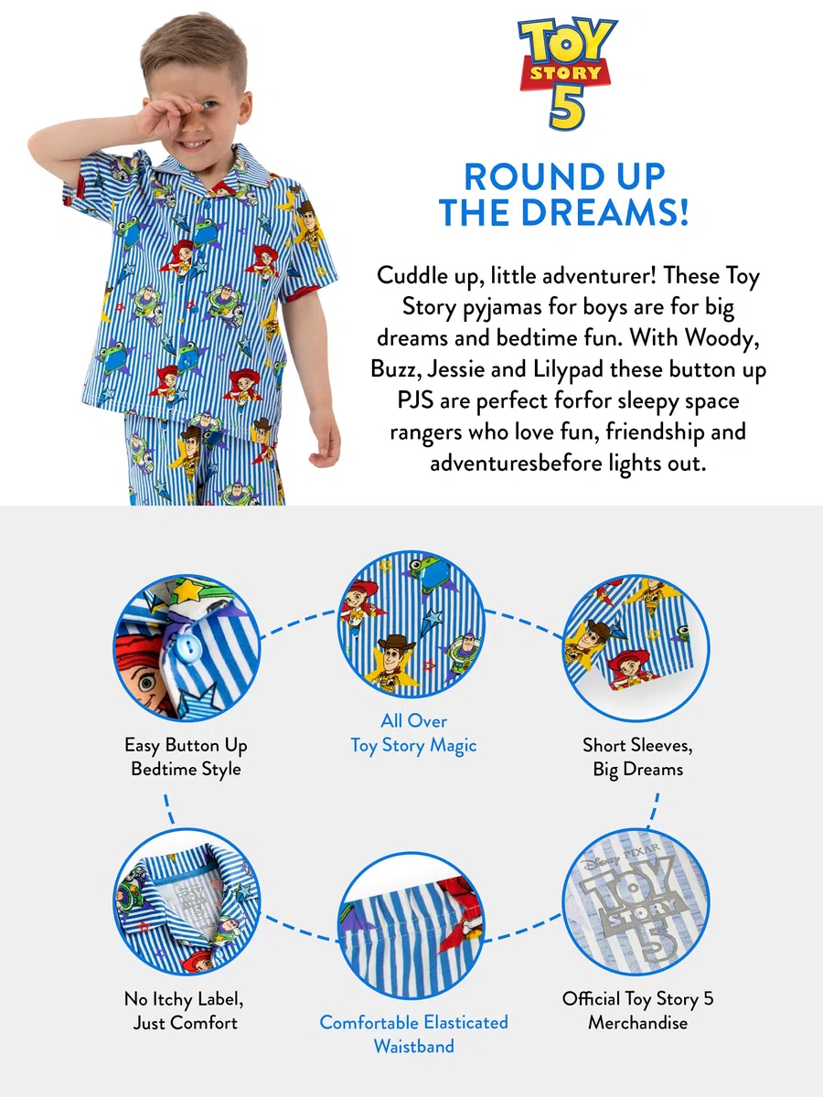 Disney Pijama Toy Story, Conjunto Niño Verano Abrocharse, Pijama Niño Buzz Lightyear, Woody Y Jessie