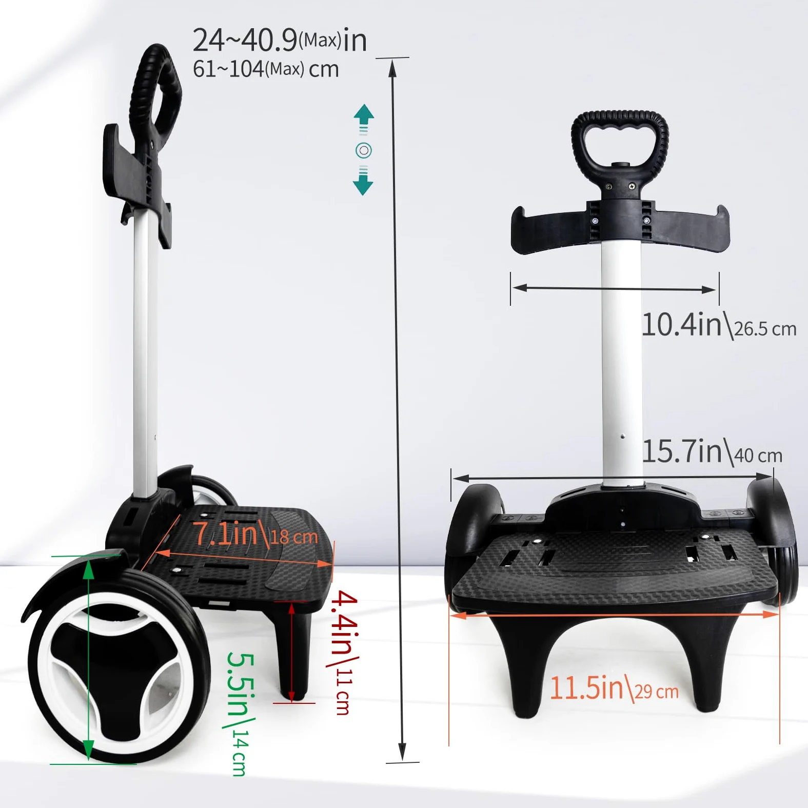 Respaldo de carro plegable de aleación de aluminio con ruedas silenciosas y correa para equipaje para mochilas y carritos