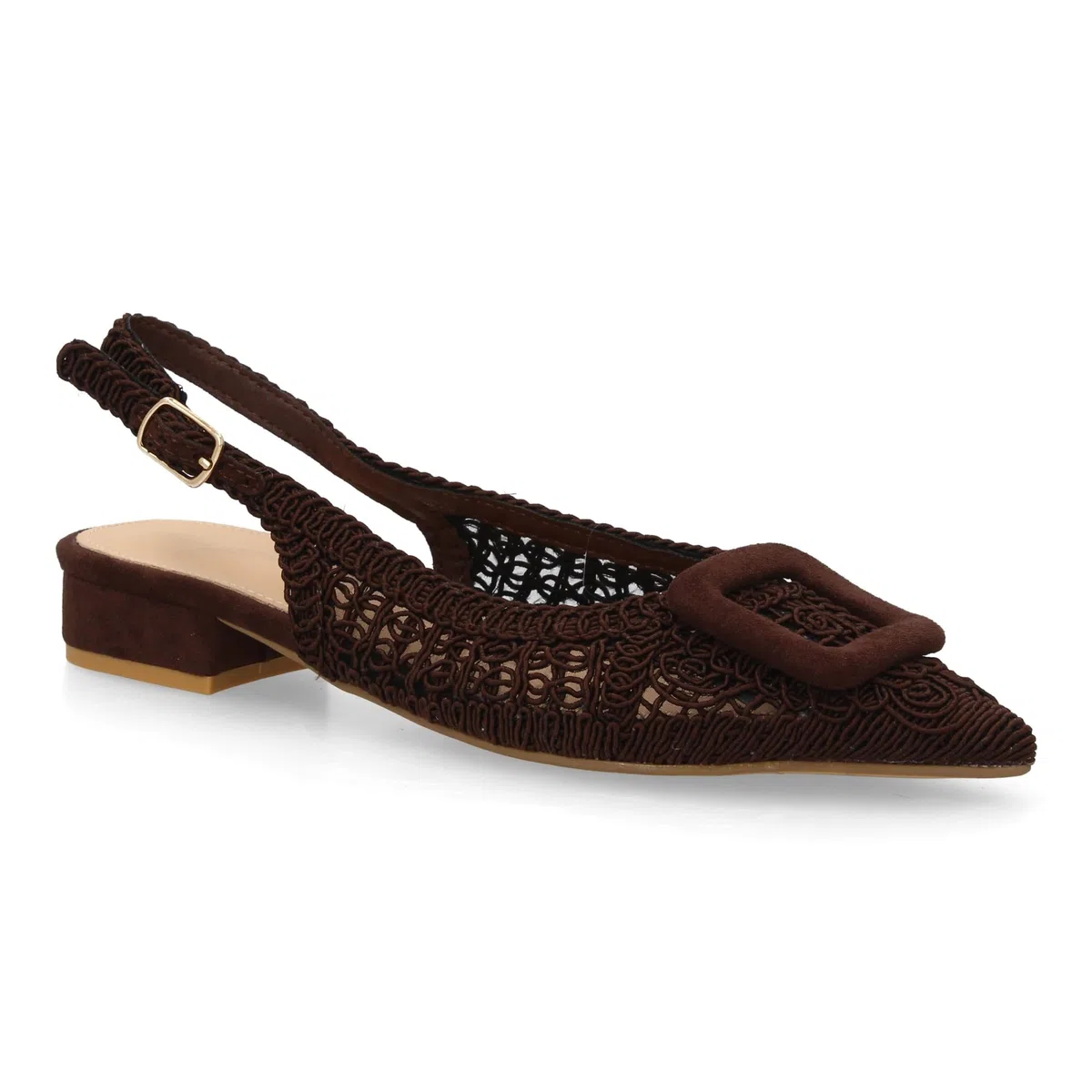 shoes&blues.es Zapato Destalonado de Mujer con Tacon bajo, Diseno de Tejido aporta frescura y un Estilo Artesanal. Calzado Comodo, Ligero y Acolchado. Ideal para Primavera Verano.