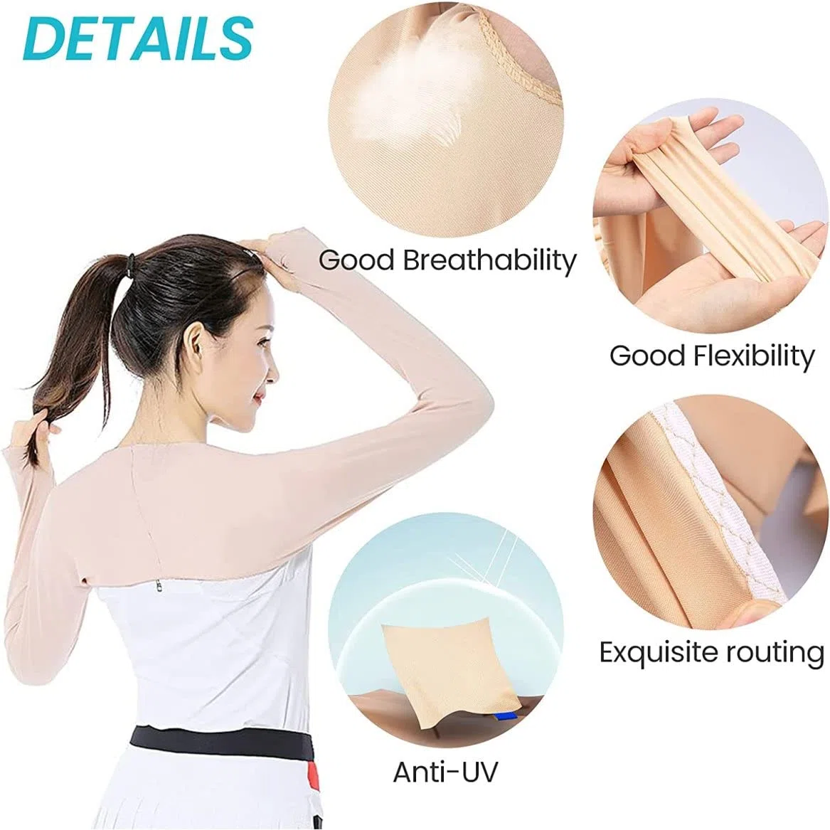 Manga de brazo de chal de 6 piezas, de refrescante de protección UV con orificio de los dedos Protección solar para hombres y mujeres Actividad al aire libre Tatuaje de tatuaje, color múltiple