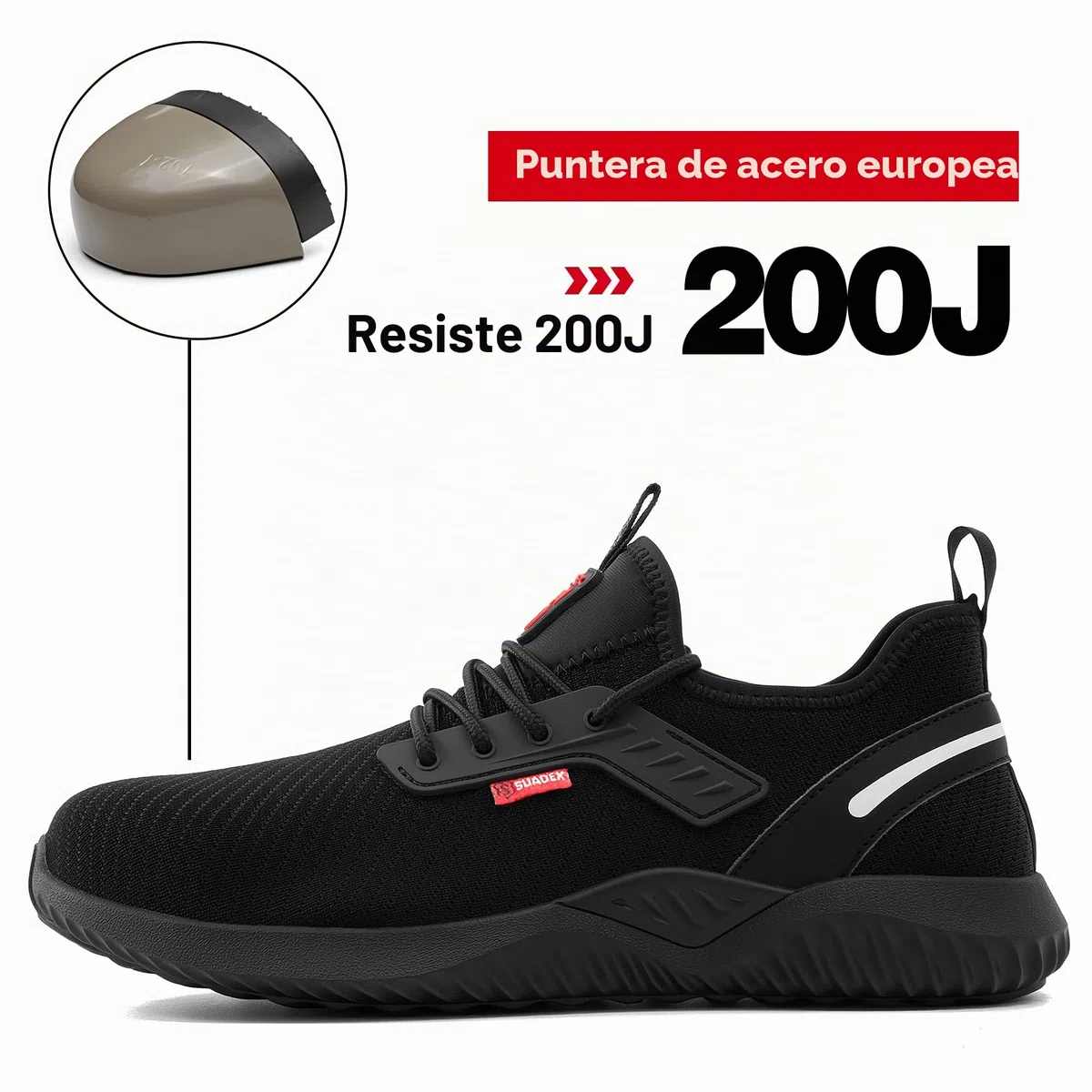 SUADEX Zapatos de Seguridad Hombre Mujer Calzado de Trabajo Ligeros Antideslizante Zapatillas de Seguridad Transpirablescon Punta de Acero EU36-48