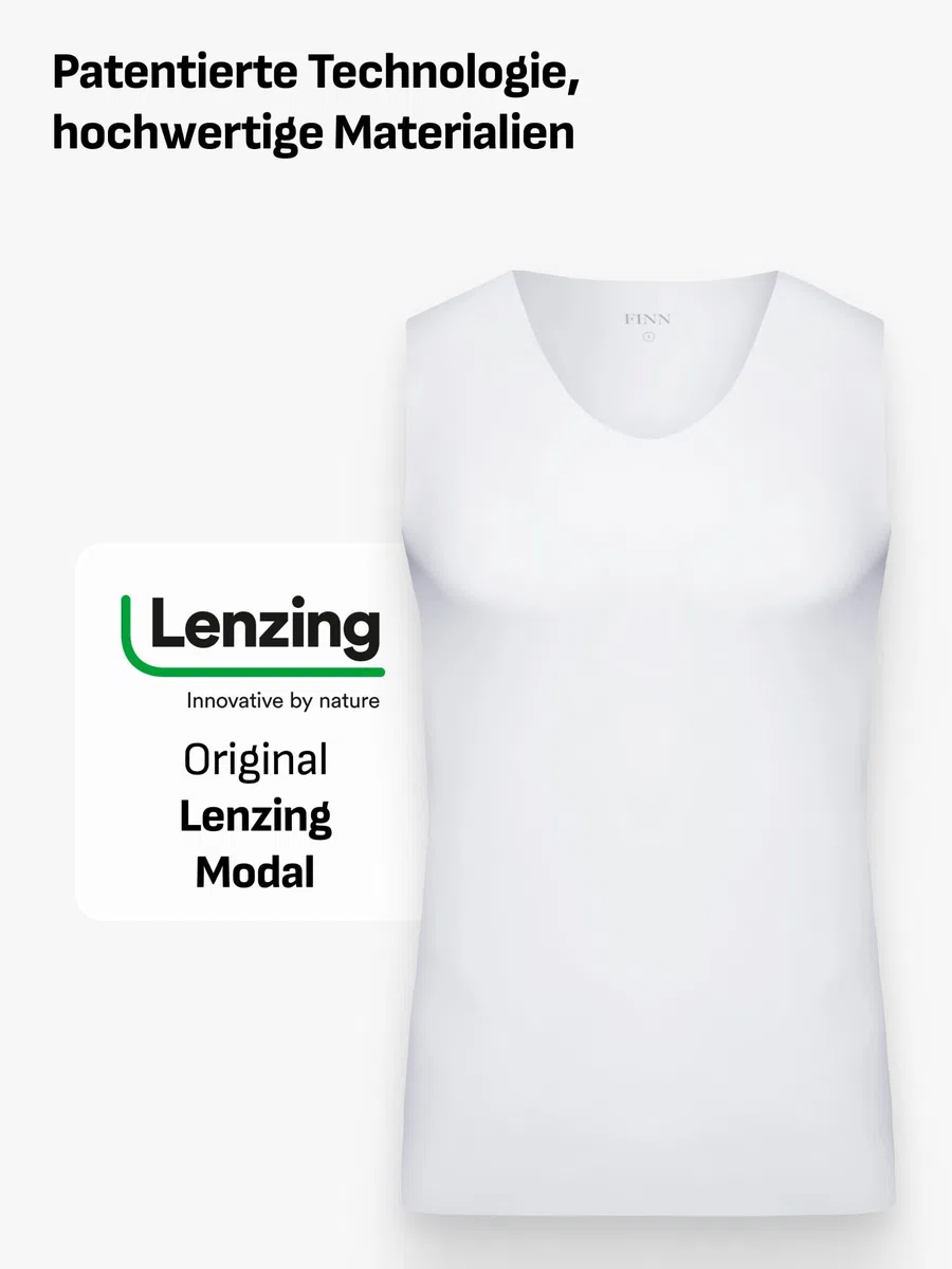 FINN Clean-Cut - Camiseta interior para hombre, sin mangas, cuello en V, invisible, con acabado de corte láser, sin costuras, de modal original de Lenzing