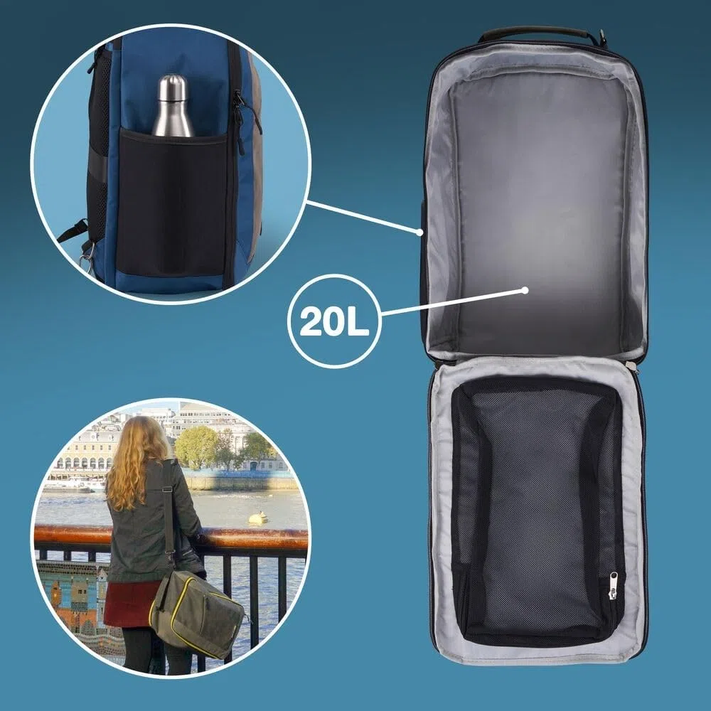 Cabin Max Mochila Viaje Cabina Avion 40x20x25, Mochilas, Mochila Cabina, Mochilas Viaje Avion, 20L Para Equipaje Mano Ryanair - Compatibilidad Multiaerolínea - Easyjet, Wizz Air, Vueling, Volotea