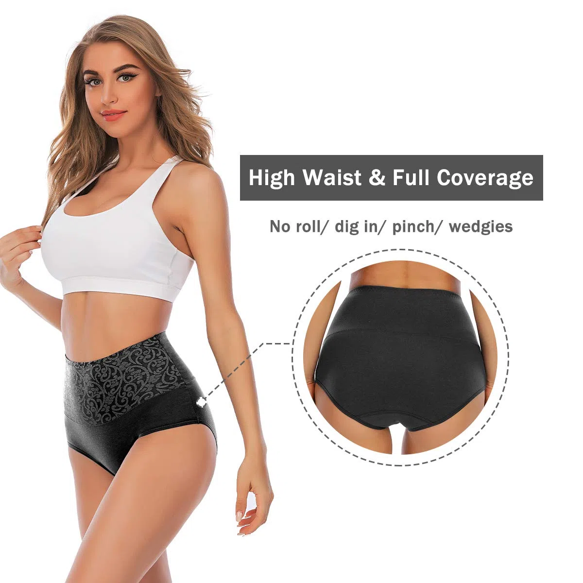 YaShaer Paquete de 5 Calzoncillos de algodón de Cintura Alta para Mujer con Control de Abdomen, Calzoncillos de recuperación de sección C, Suaves y elásticos