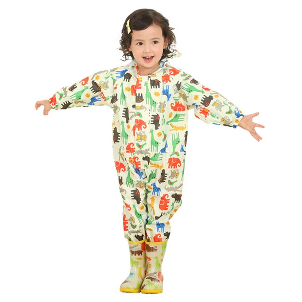 Mono de Lluvia Niño Niña Traje Impermeable Bebe Chubasquero 100% Impermeable y Ligero Mono Impermeable Agua Unisexo Chubasquero Infantil con Capucha Adecuado para 75-135 CM