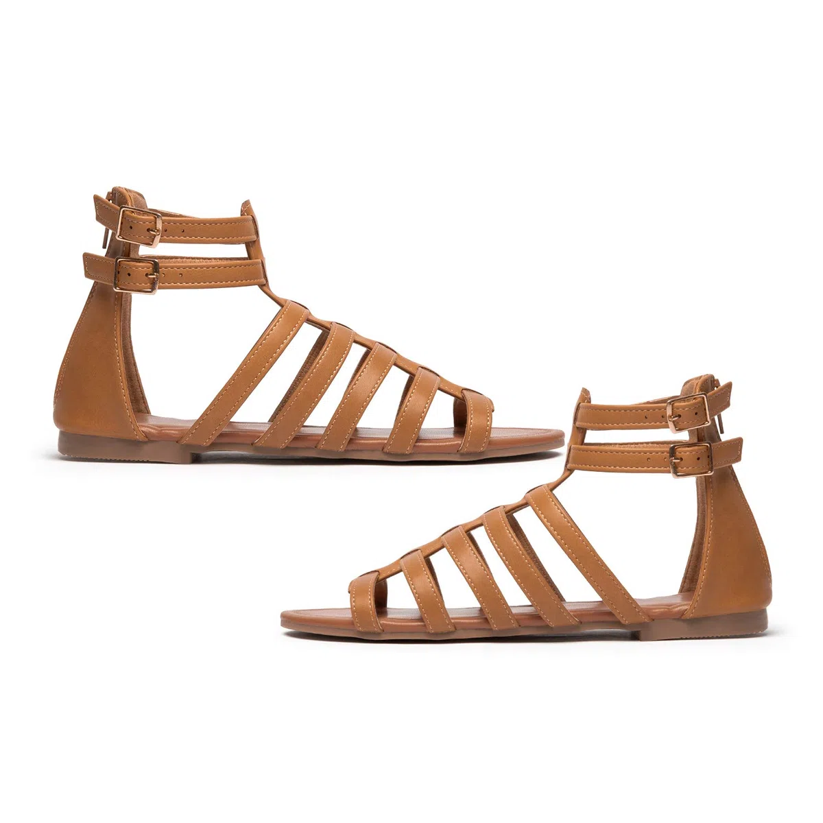 katliu Sandalias Mujer Planas Romanas Gladiadoras Cómodas de Verano con Tiras para Playa Vacaciones y Uso Diario 36-41