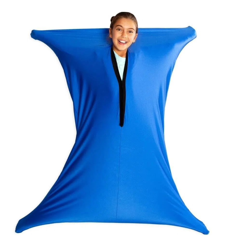 Calcetín sensorial corporal para niños, 47 x 27 pulgadas, calcetines elásticos para aliviar el estrés para niños con autismo y ansiedad (azul, M/114-137 cm)
