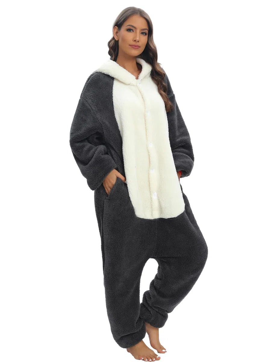 LATH.PIN Pijama tipo mameluco de animal para adultos, unisex, de una pieza, disfraz de Halloween, cosplay, ropa de dormir para mujeres y hombres