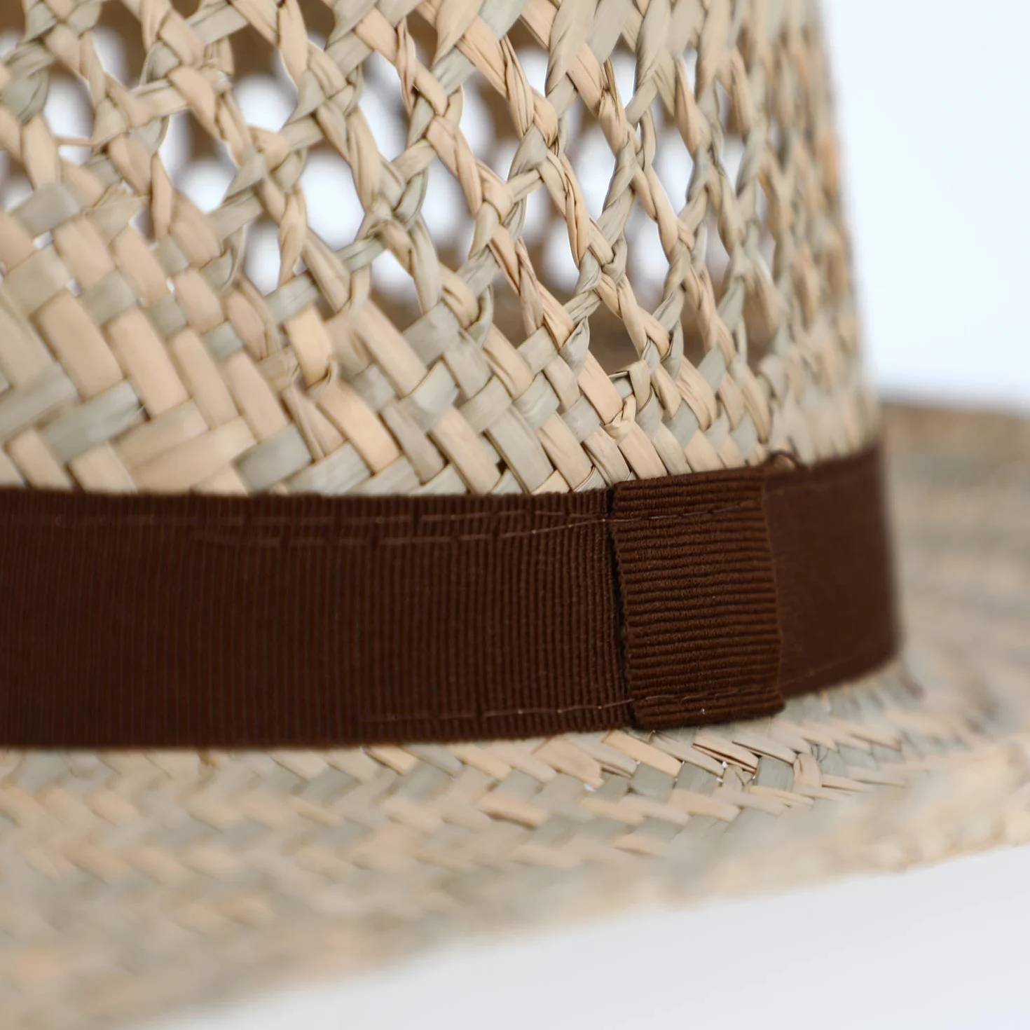 fiebig Sombrero de Fedora con Cinta marrón | Sombrero para el Sol para Hombre y Mujer | Sombrero Bogart en 100% Paja Sombrero de Verano con ala Ancha