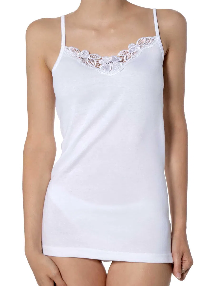 4 Piezas Camiseta Interior con Encaje, 100% Algodòn