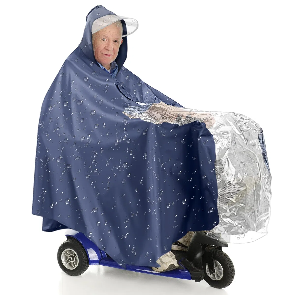 Protector de lluvia para scooter de movilidad, poncho de lluvia para vehículos eléctricos, impermeable para movilidad y scooter, con capucha y panel transparente