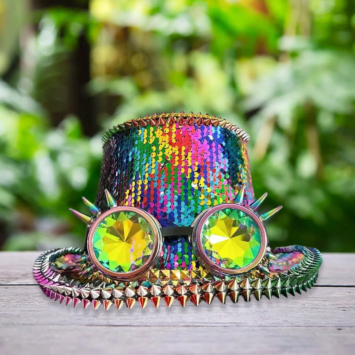 Sombrero marino de lentejuelas brillantes con gafas remachadas para despedida de soltera, despedida de soltera, capitán para eventos formales, disfraz de fiesta