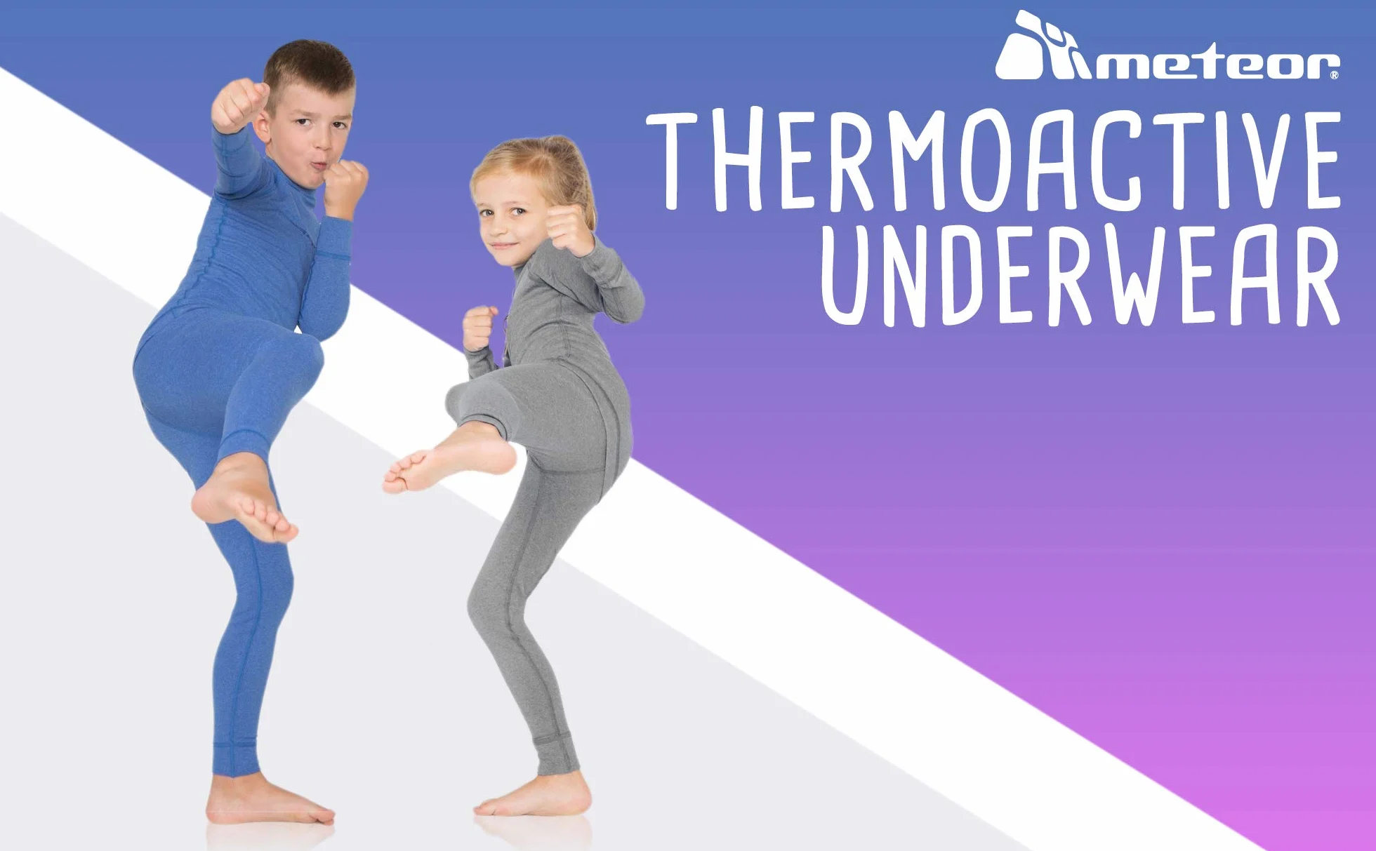 meteor Conjunto Ropa Interior Térmica para Niños - Camiseta de Manga Larga y Pantalón - Set Infantil Elástico para Esquí Snowboard Acampada y Senderismo para Niño y Niña
