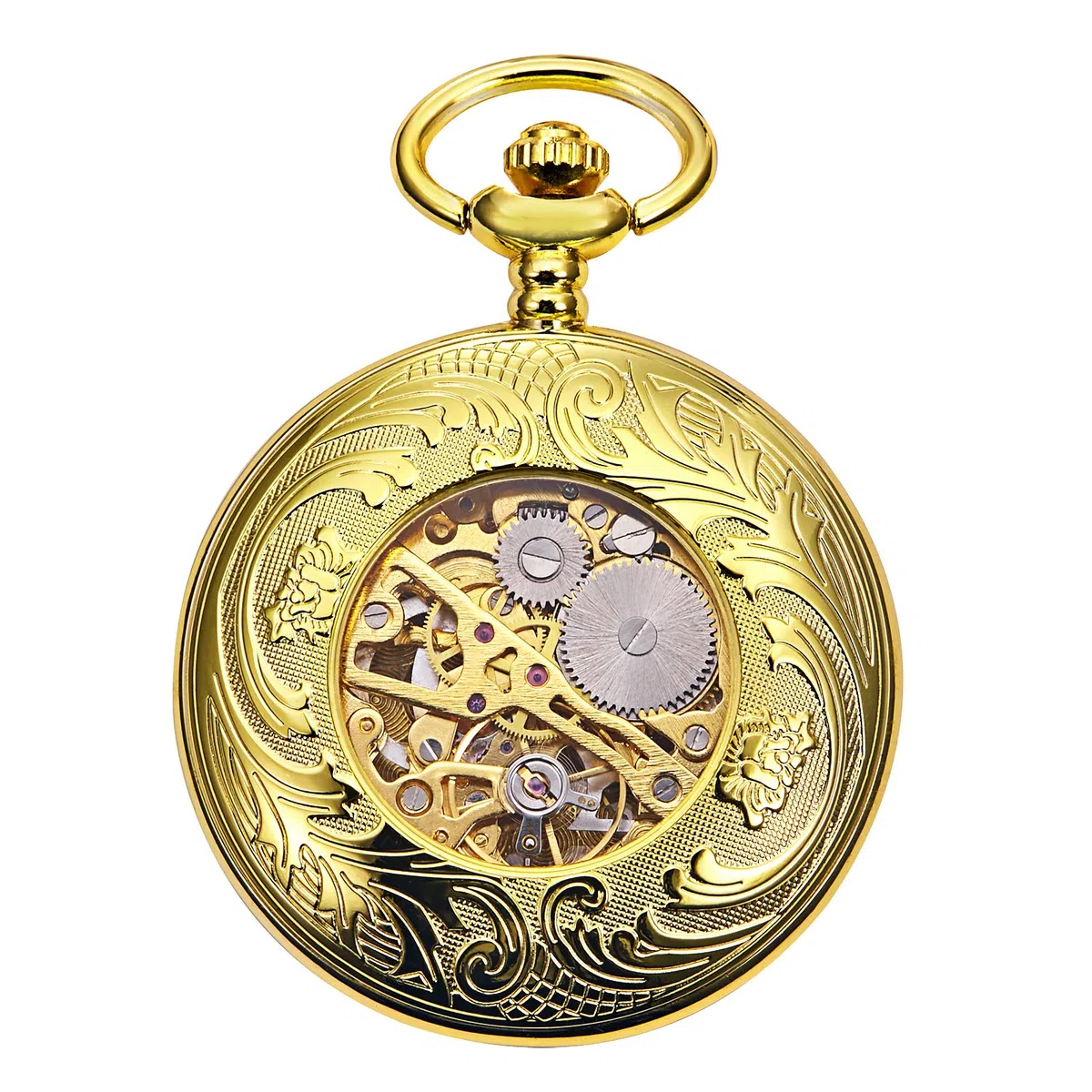 Treeweto - Reloj de bolsillo con esfera de esqueleto y bolsillo mecánico para hombres y mujeres