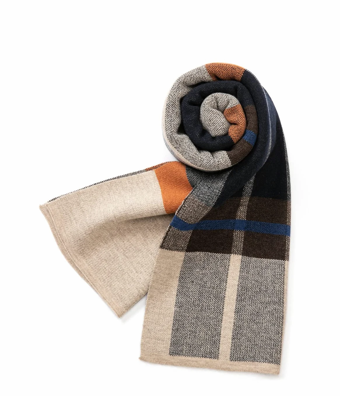 Villand Bufanda de punto de tartán de lana merino australiana para hombres, corbata suave gruesa cálida de invierno a cuadros con caja de regalo