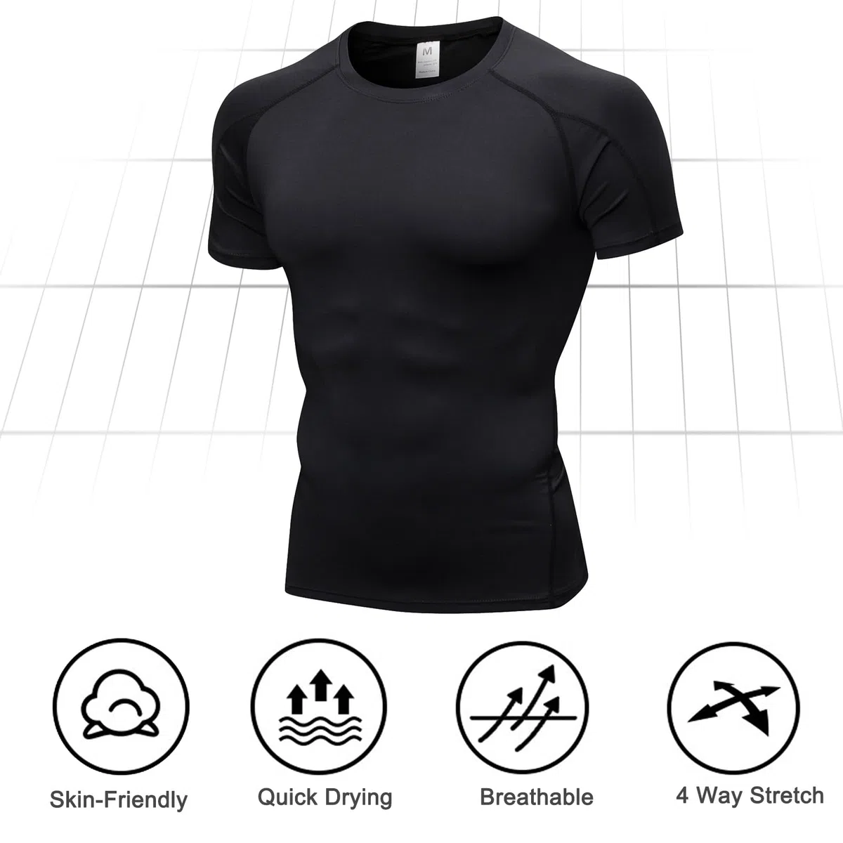 Paquete de 2 camisetas de compresión para hombre, manga corta, capa base, camiseta de secado rápido para gimnasio, deportes, fitness, entrenamiento, ciclismo, entrenamiento