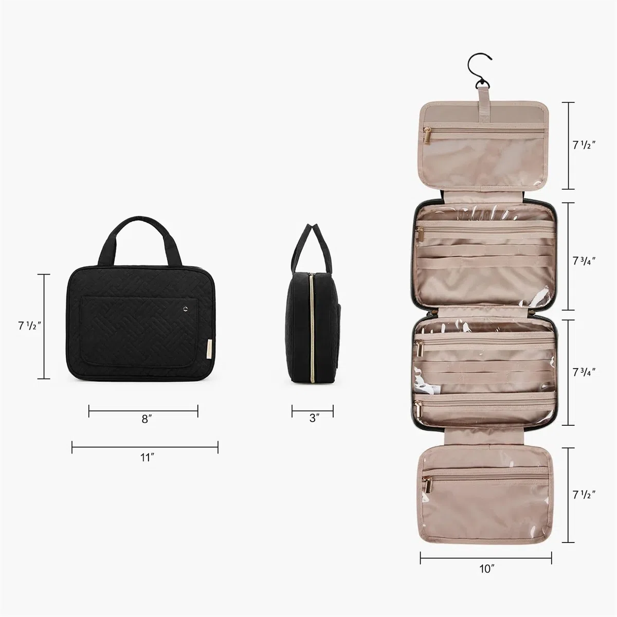 Neceser de Viaje para Mujer Neceser de Maquillaje con Gancho for Colgar, Neceser Resistente al Agua, Organizador Viaje for artículos tocador organizadores tamaño Completo(Yellow,M)