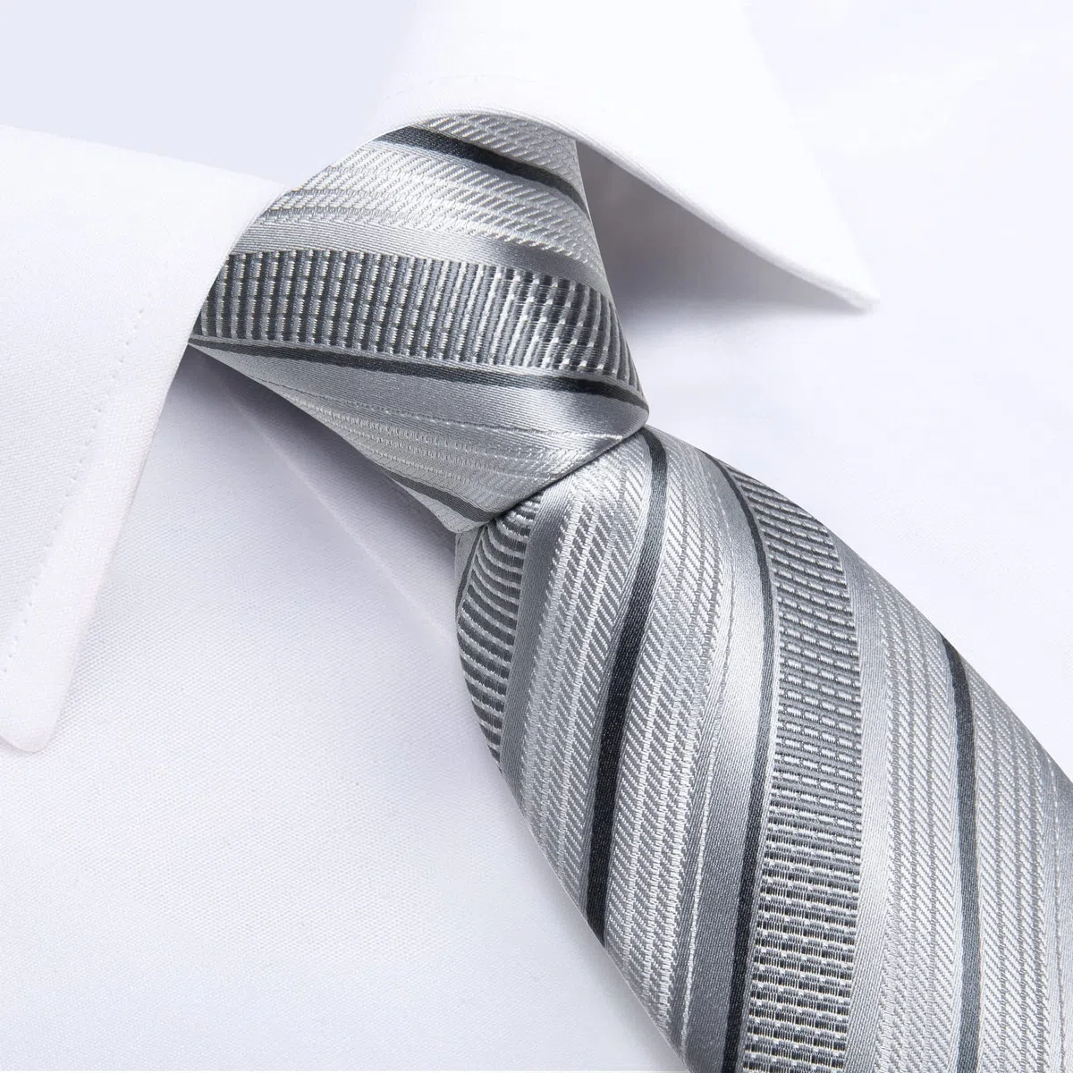 DiBanGu Conjunto de corbata de seda a rayas para hombre, corbata a cuadros con pañuelo de bolsillo, gemelos y clip de corbata para boda formal
