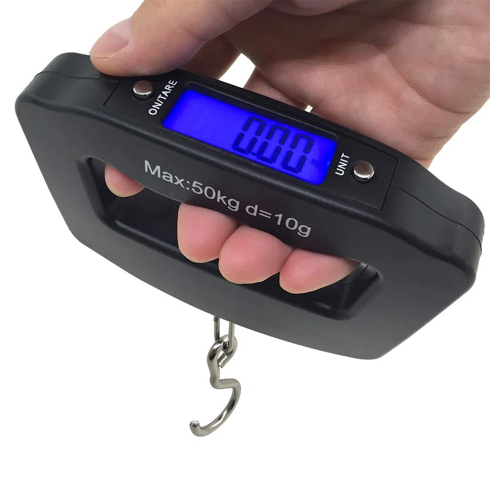 AFUNTA 50Kg / 10g LCD Inicio Electrónica Digital portátil para Colgar del Gancho del Peso del Equipaje del Viaje Escala