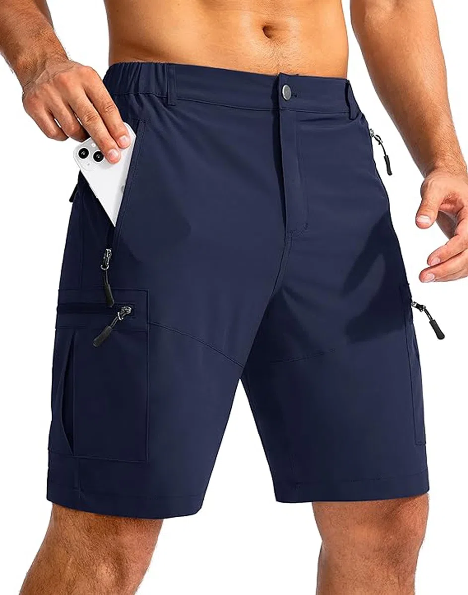 Tansozer Pantalones cortos de senderismo para hombre con bolsillo con cremallera al aire libre verano cargo pantalones