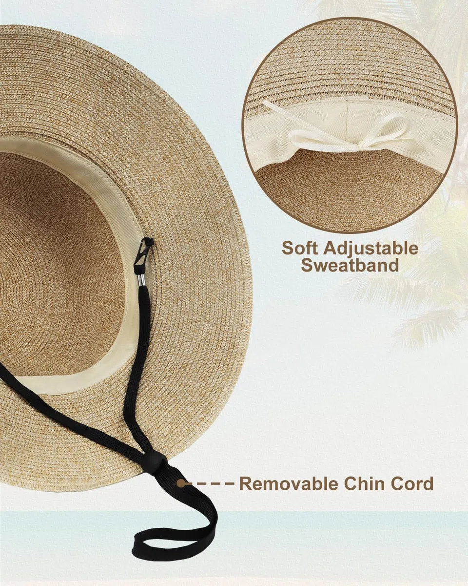 Zylioo S/M/L/XL/XXL Sombrero de Paja, Sombrero para el Sol, Cabeza Grande/pequeña, protección UV, Sombrero de Verano de Paja