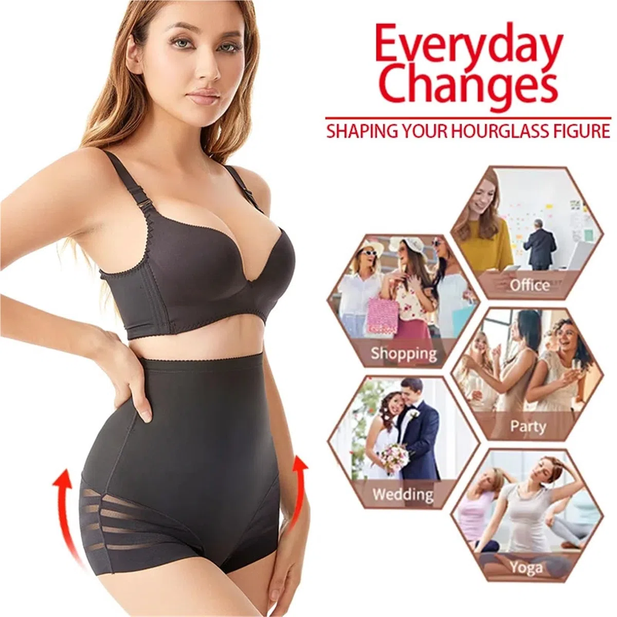 Faja Reductora Mujer Adelgazante Bragas Moldeadoras De Encaje con Tiras For Mujer, Sin Costuras, De Cintura Alta, Moldeadoras De Glúteos(Nude,M)