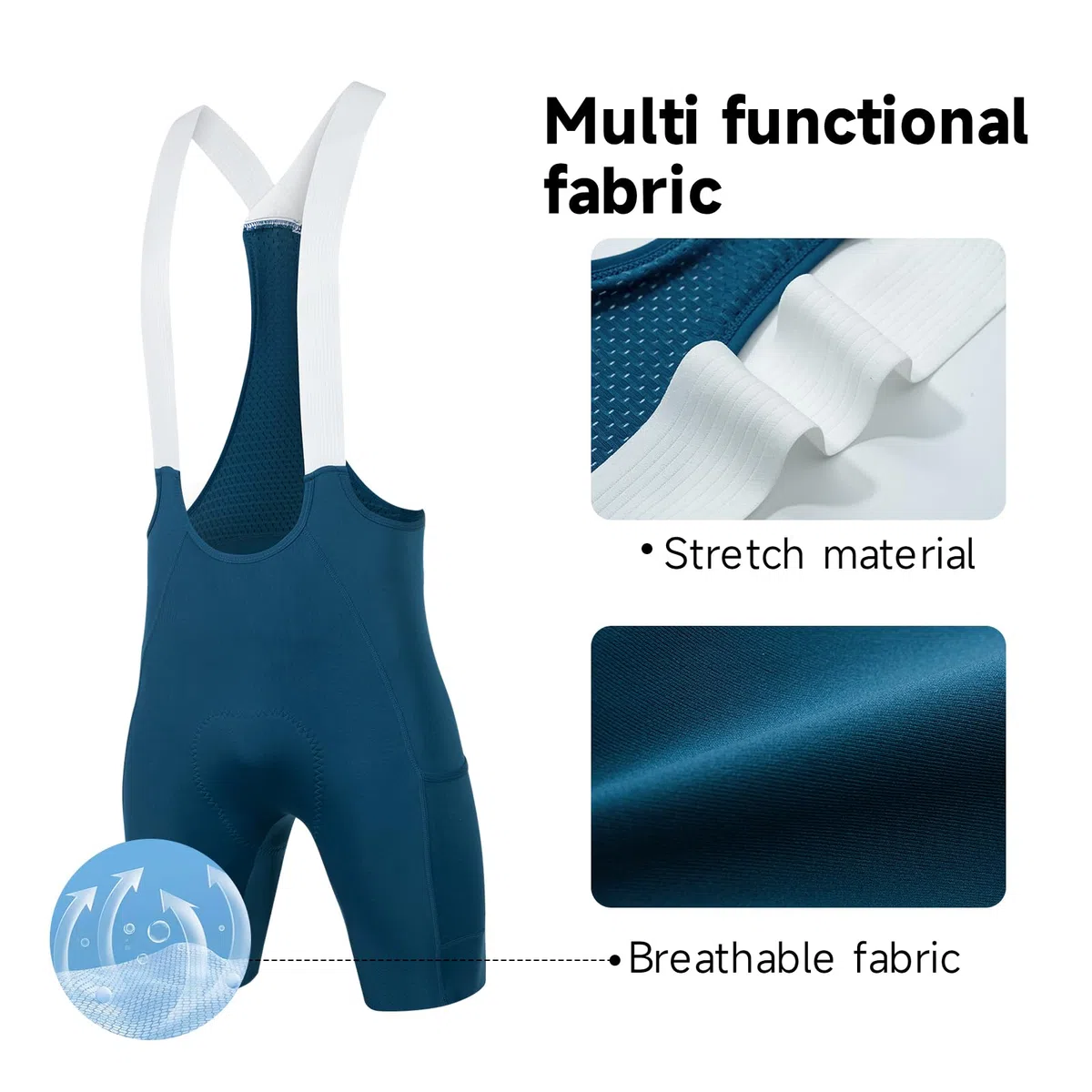 Santic Pantalones cortos de ciclismo para hombre, mallas acolchadas 4D con bolsillo