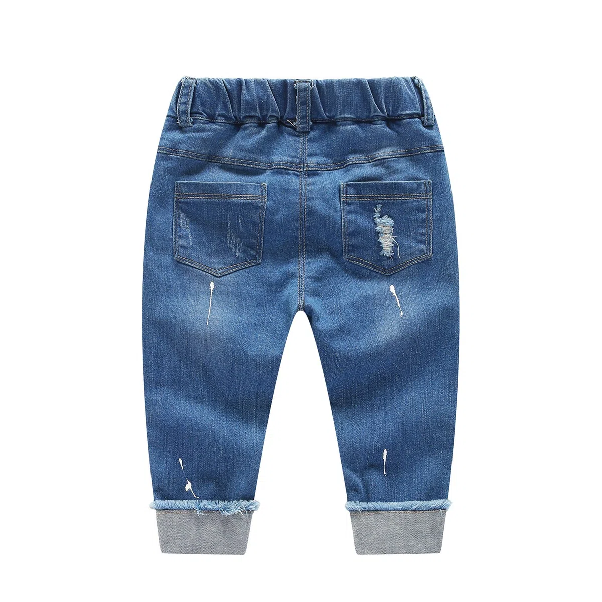 KIDSCOOL SPACE Vaquero Rasgado para bebé, Pantalones de Mezclilla Desgastados con Cintura elástica para niños pequeños